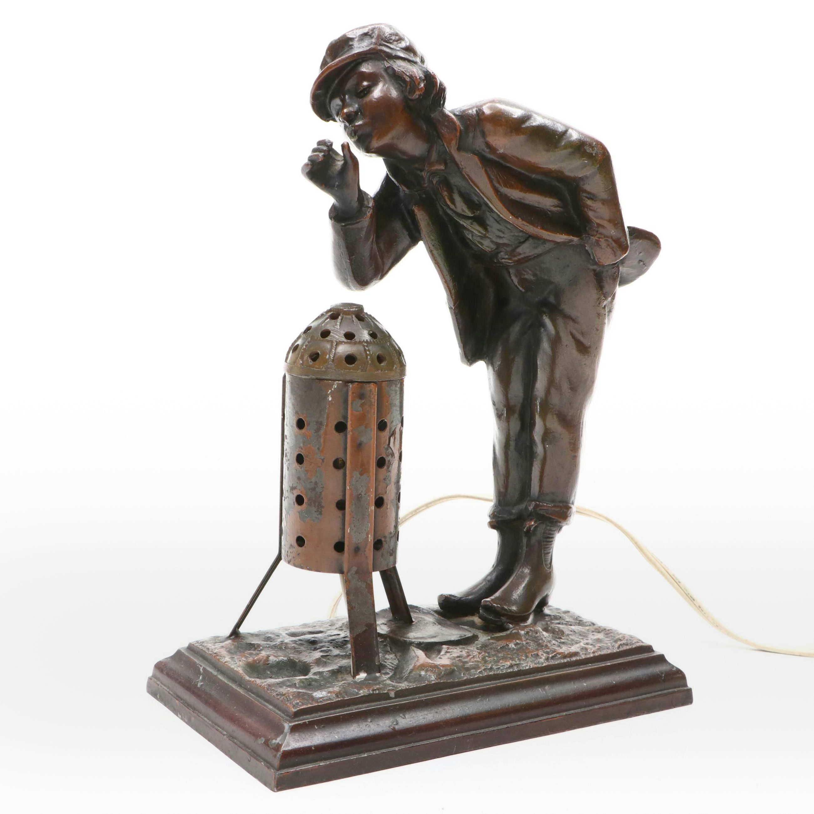 Bronze Finish Sculpture Table Lamp After Aristide de Ranieri