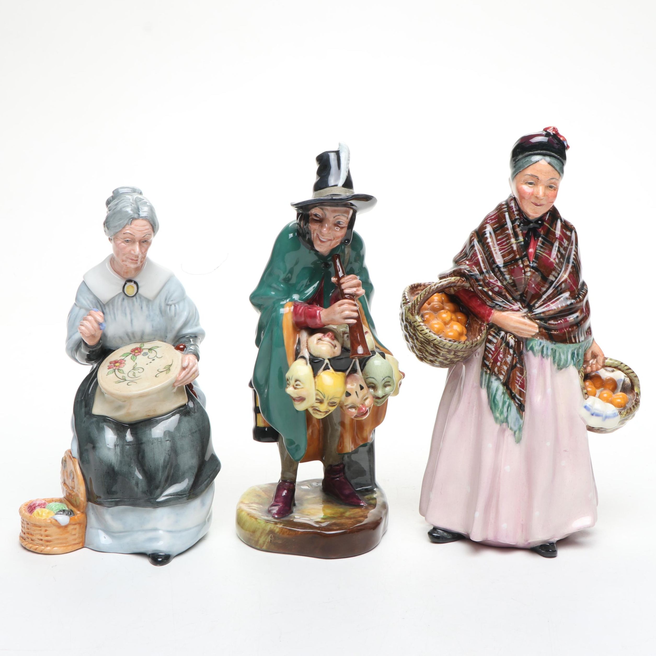 Royal Doulton "The Mask Seller" and Other Porcelain Figurines