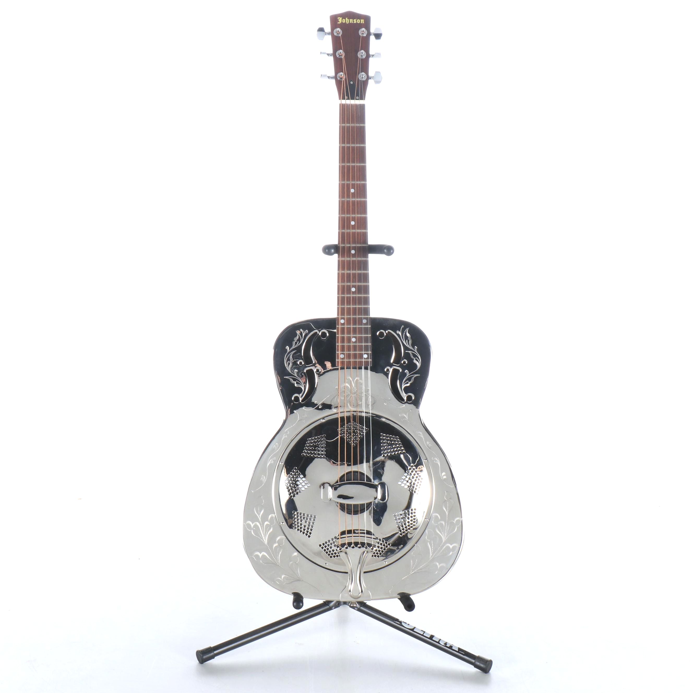 Johnson Floral Embossed Metal Resonator Guitar