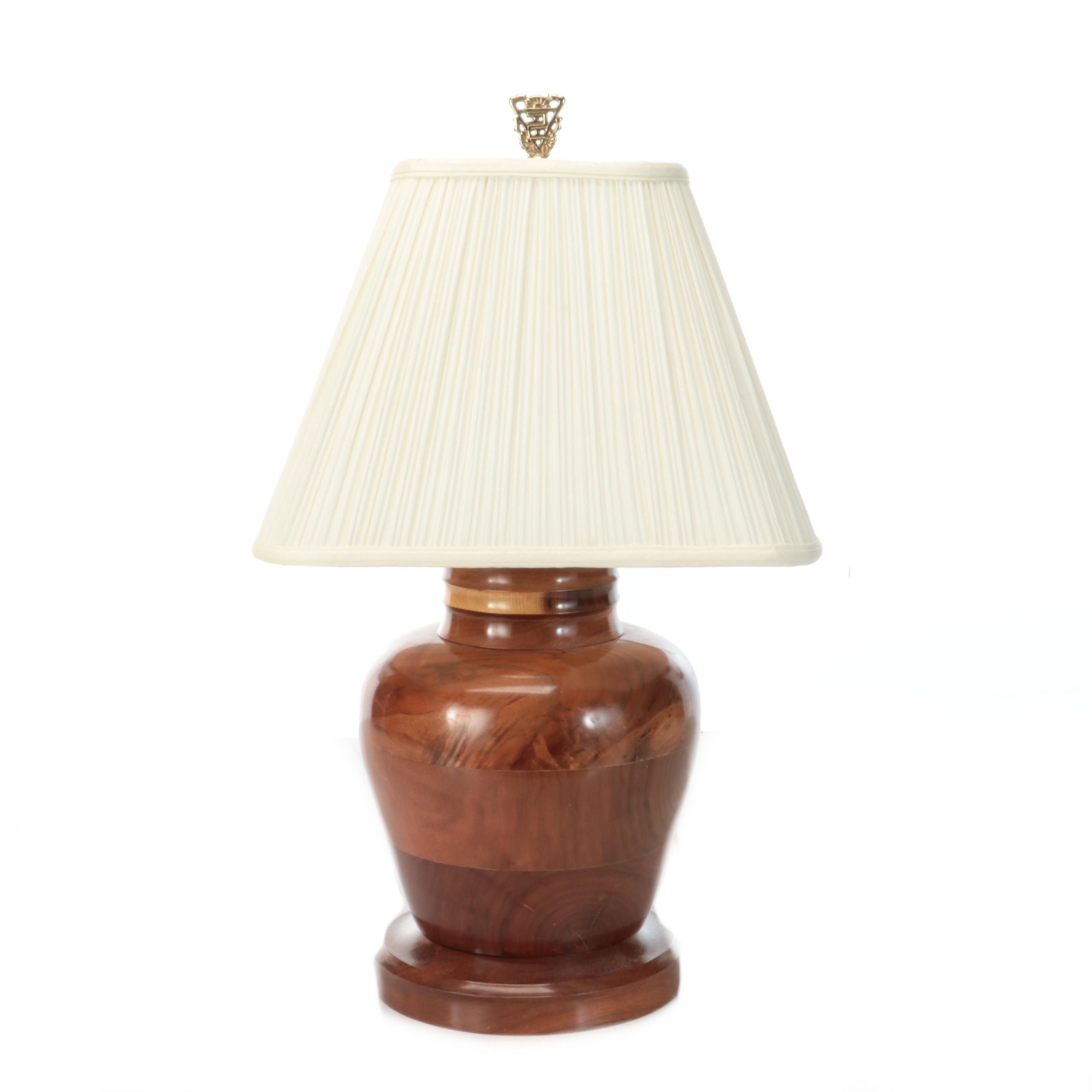 Mid Century Modern Style Wood Table Lamp with Fabric Shade