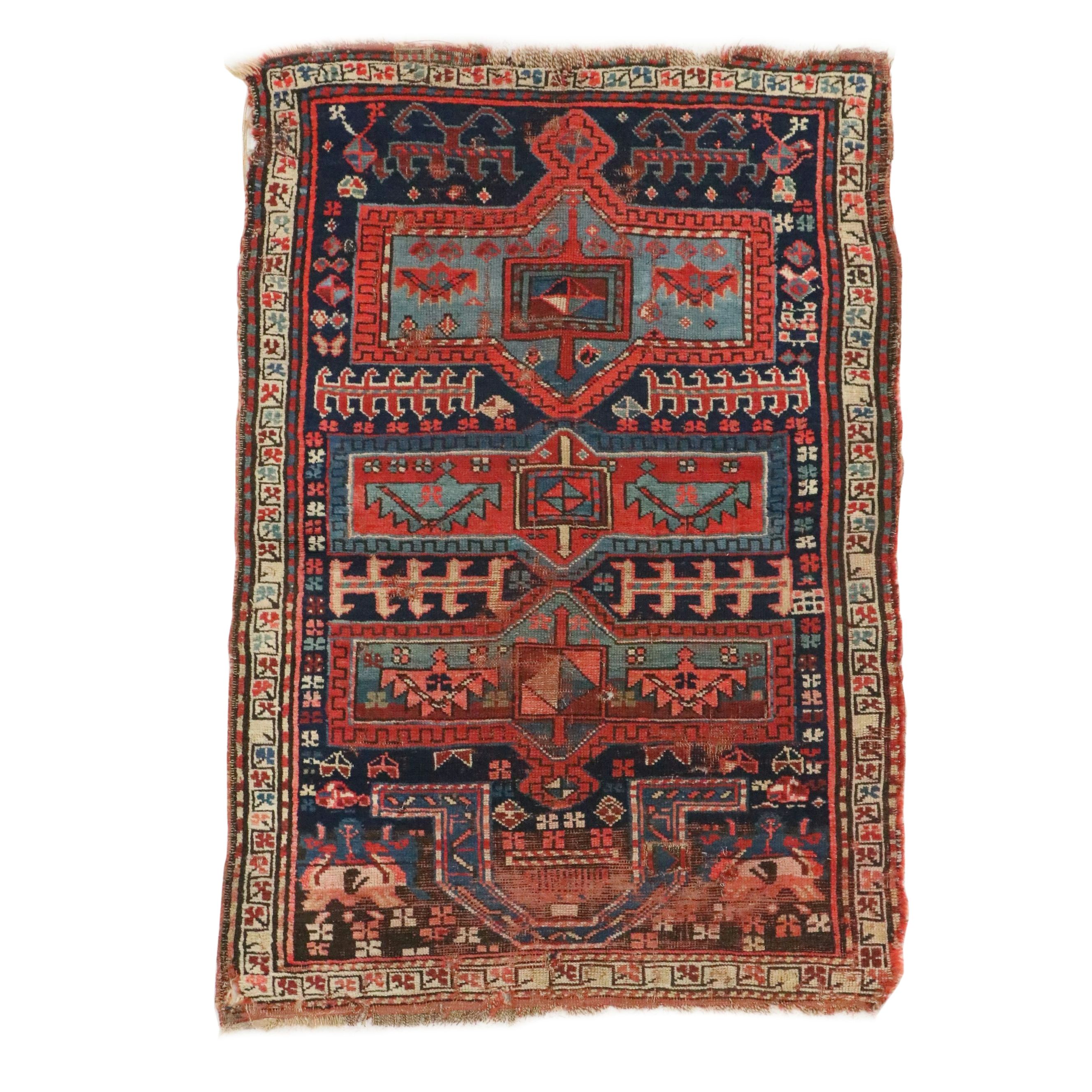 3' x 5' Hand-Knotted Caucasian Kazak Accent Rug