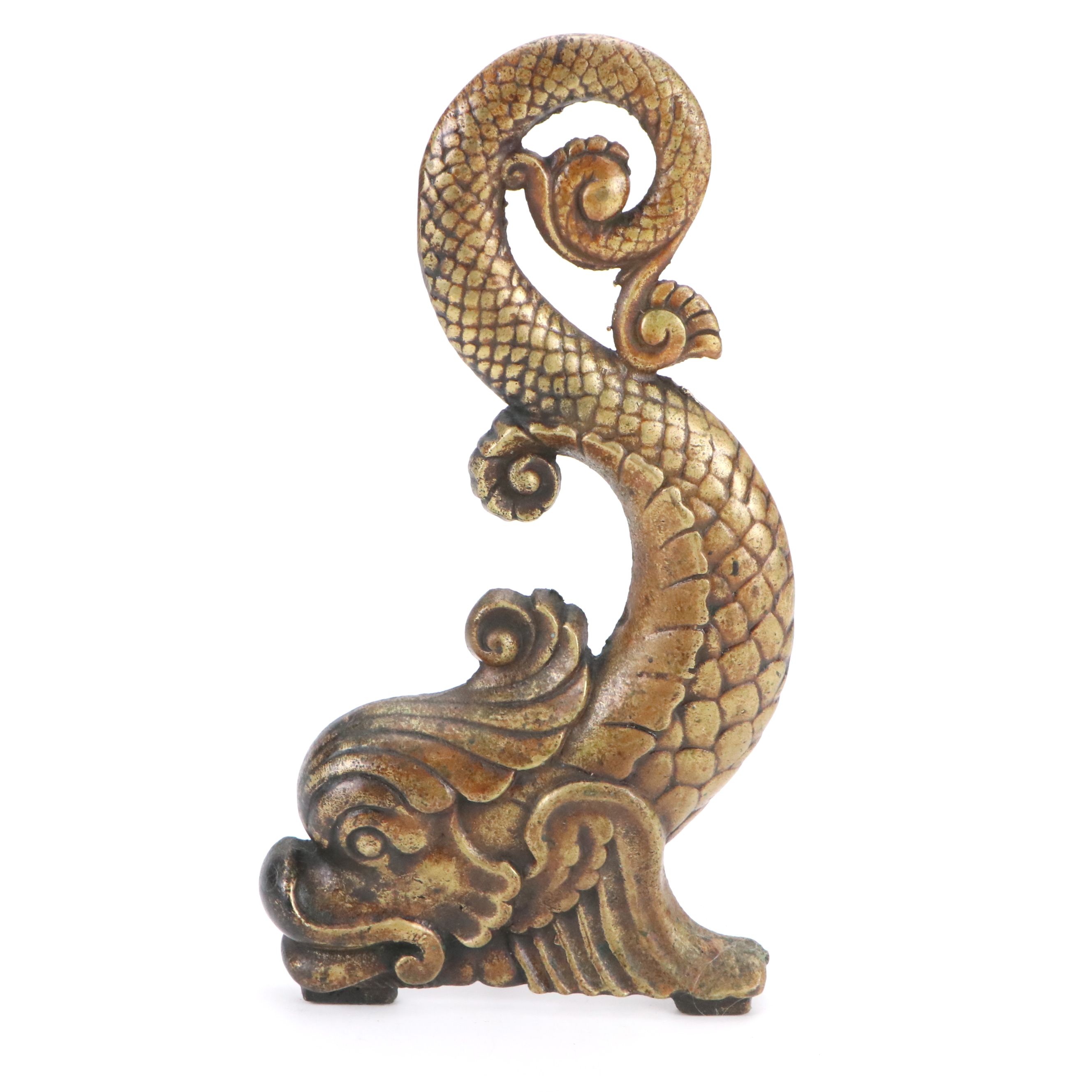 Rococo Style Dolphin Brass Clad Cast Iron Andiron Cover