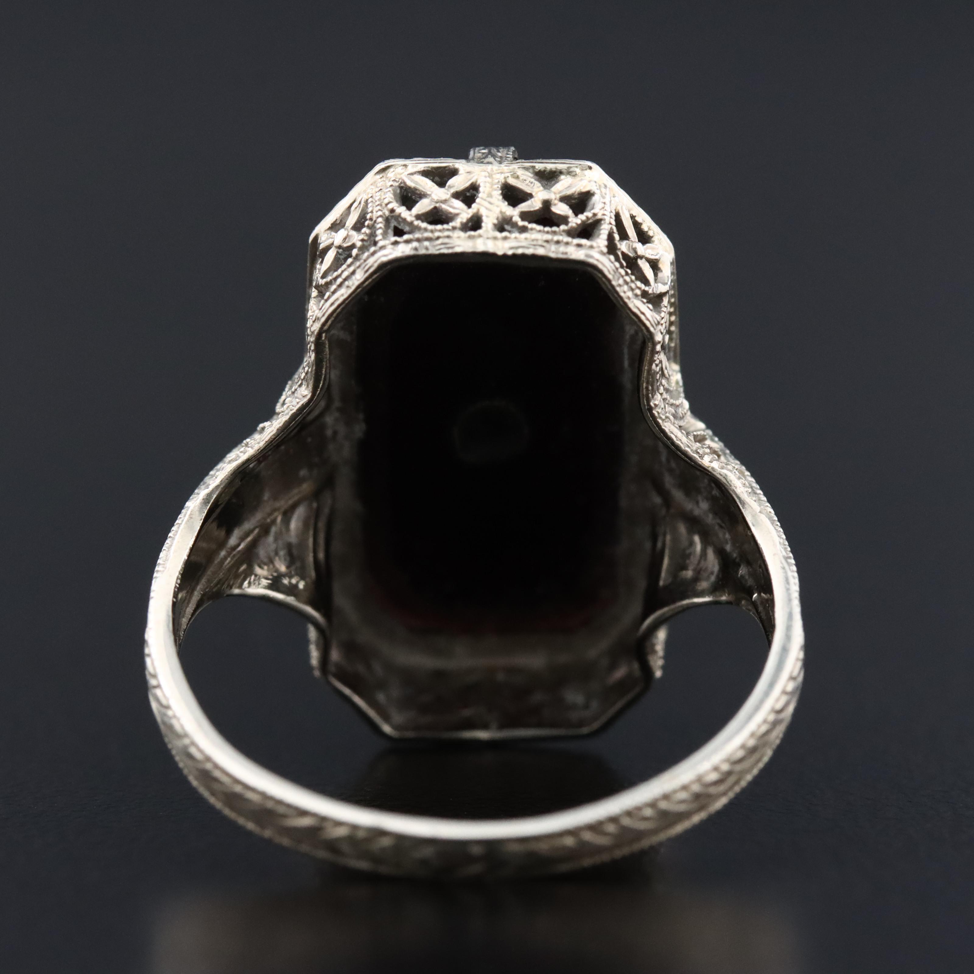 Vintage 14K Black Onyx and Diamond Ring