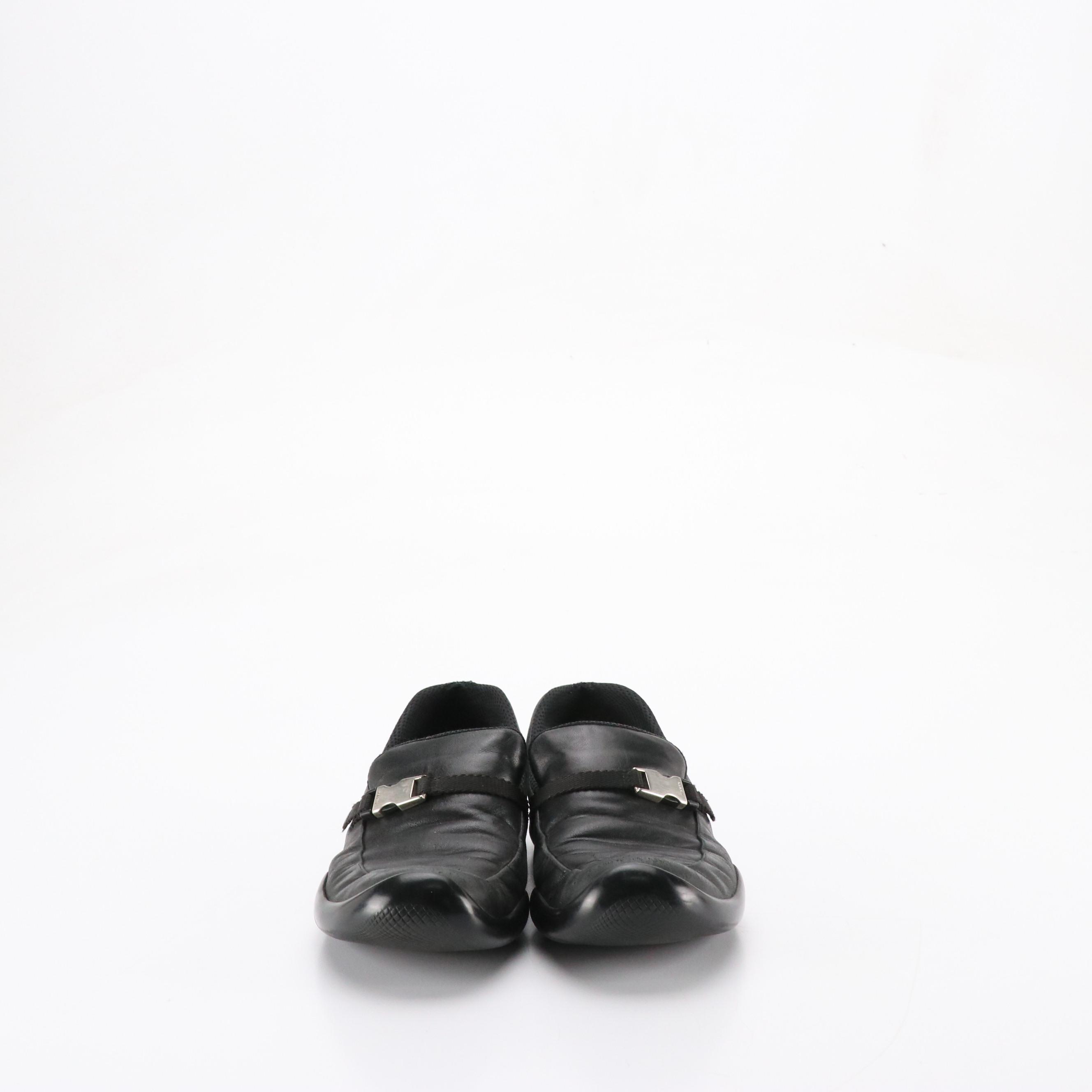 Prada Sport Calzature Donna Loafers in Black Leather with Box