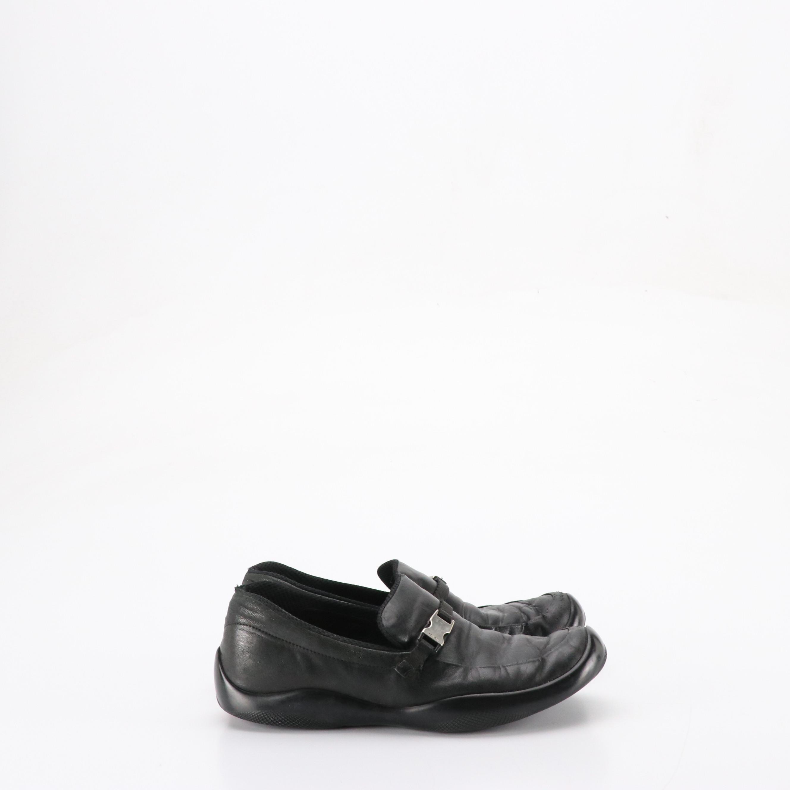 Prada Sport Calzature Donna Loafers in Black Leather with Box