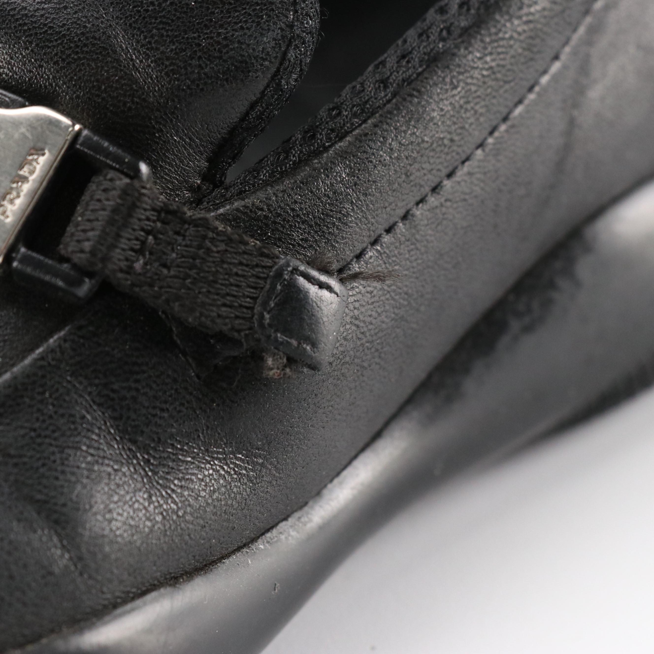 Prada Sport Calzature Donna Loafers in Black Leather with Box