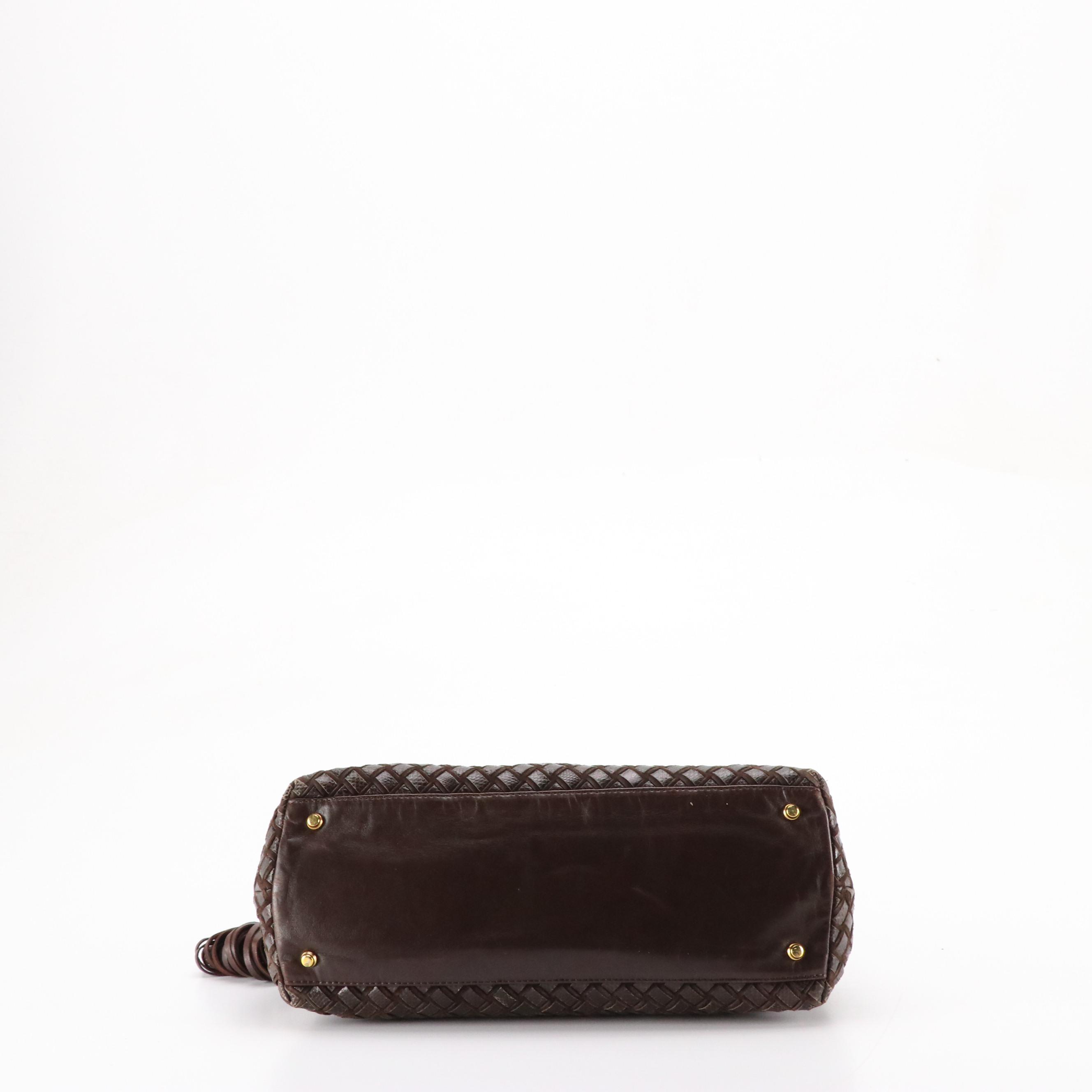 Bally Woven Karung Skin and Leather Top Handle Dome Bag