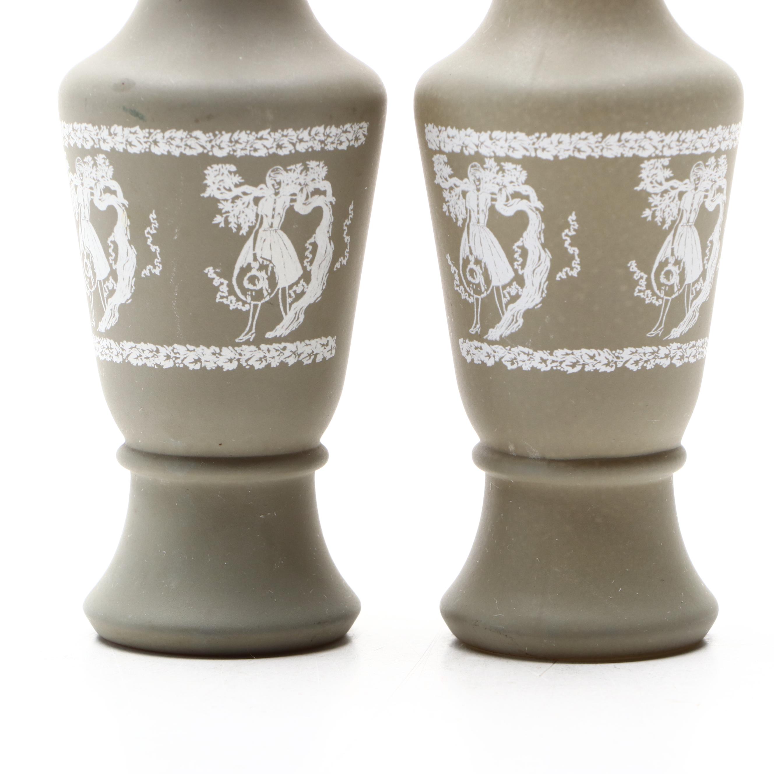 Vintage Painted Glass Vases, Mid-20th Century