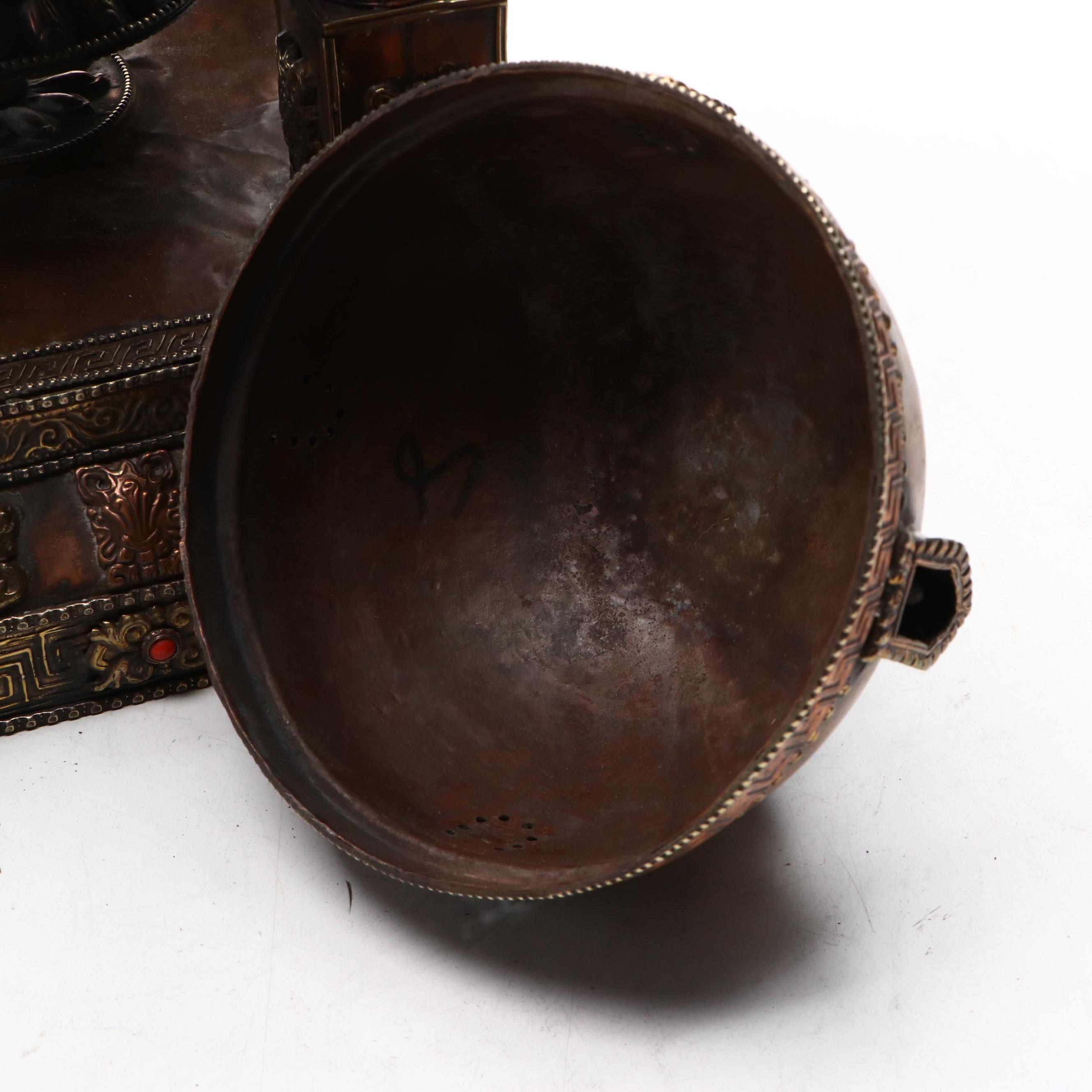 Tibetan Buddhist Prayer Wheel with Temple Stand