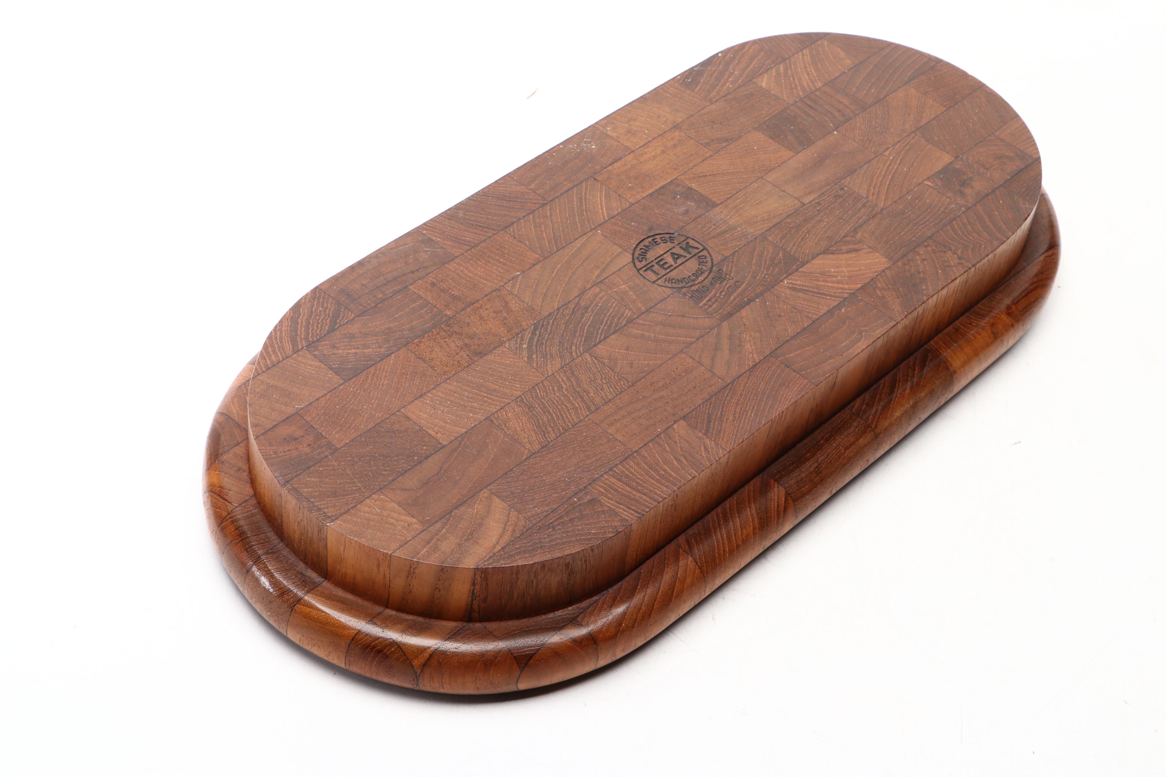 Boos Block, Siamese Teak with Other Handcrafted Wooden Serving Boards and Tray