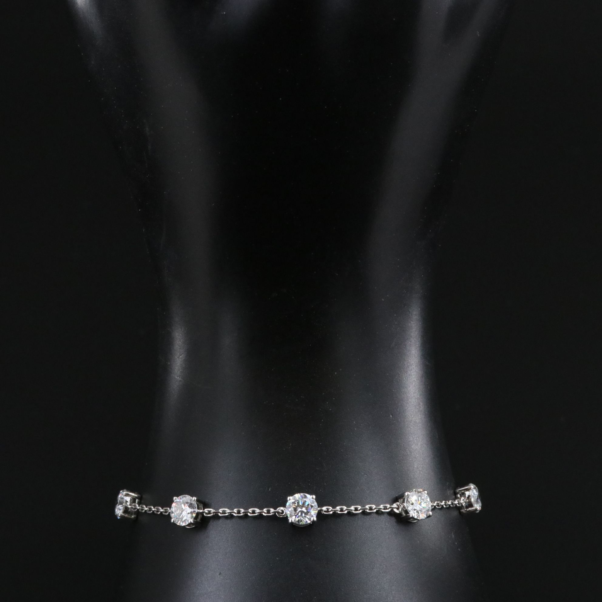 Platinum 2.89 CTW Lab Grown Diamond Station Bracelet