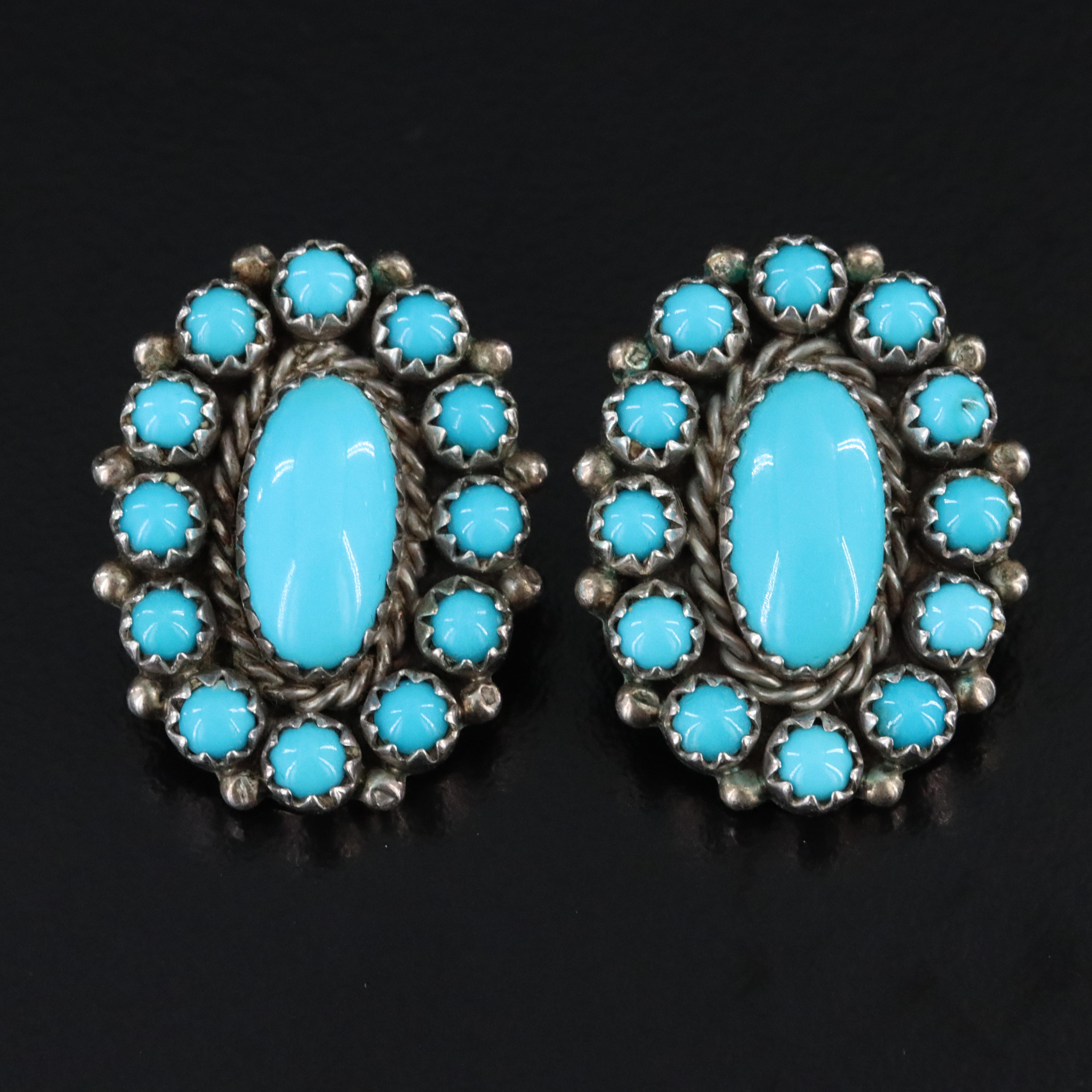 Shona Yazzie Navajo Diné Sterling Turquoise Earrings and Pendant Necklace