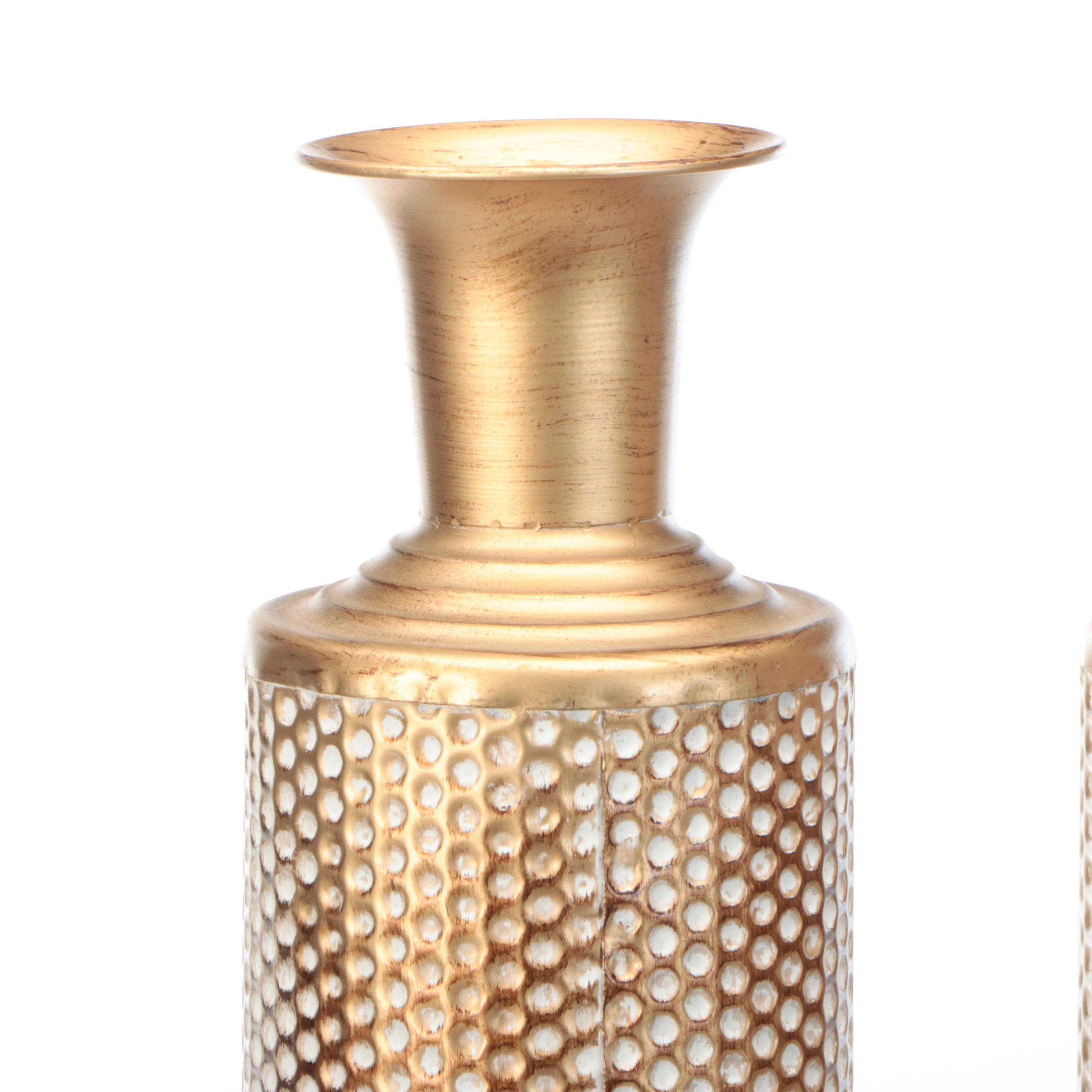 Pair of At Home Distressed Metal Floor Vases