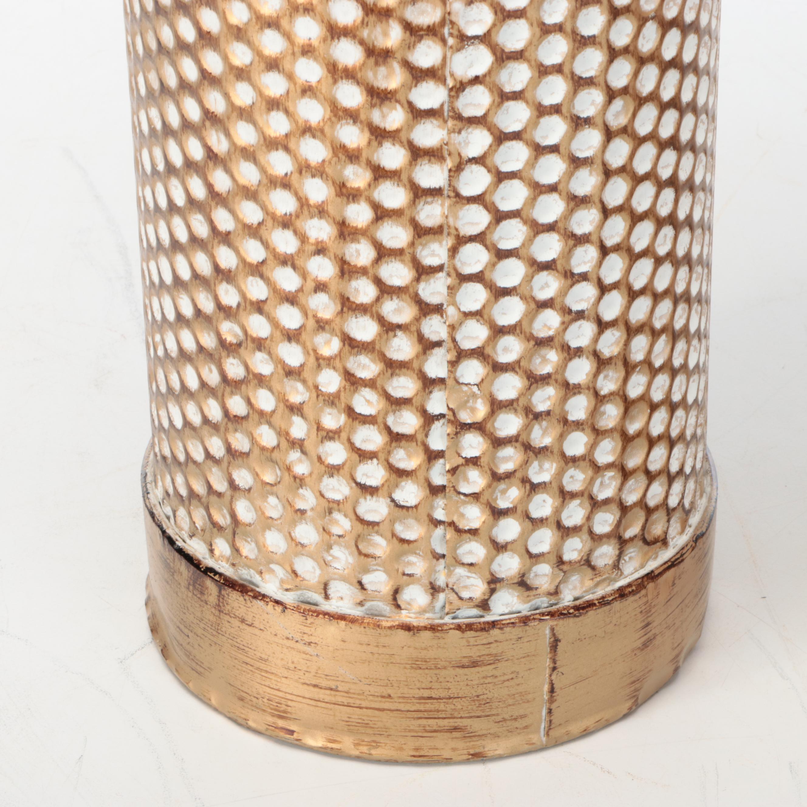 Pair of At Home Distressed Metal Floor Vases