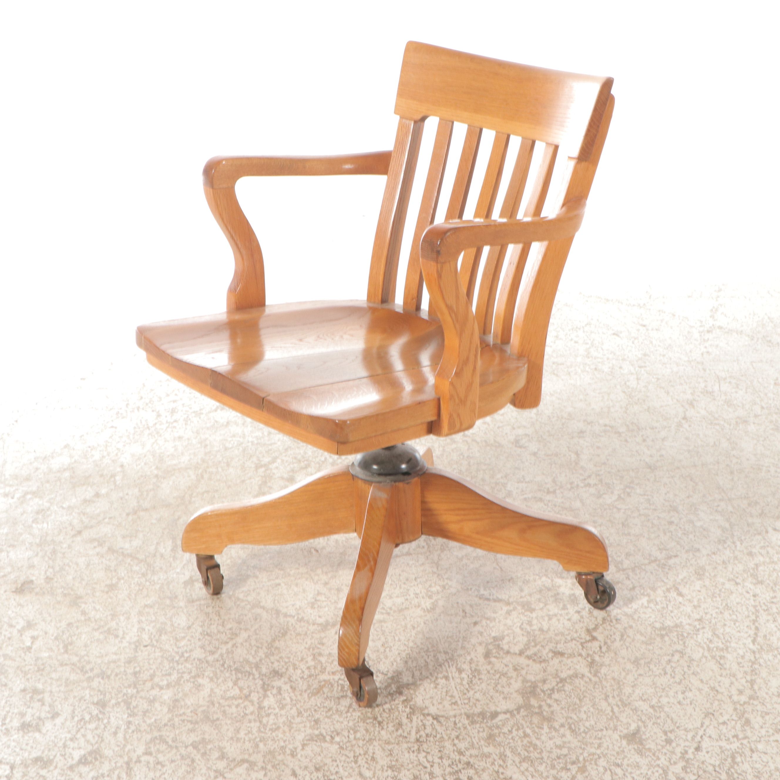 Oak Office Chair, Mid-20th Century