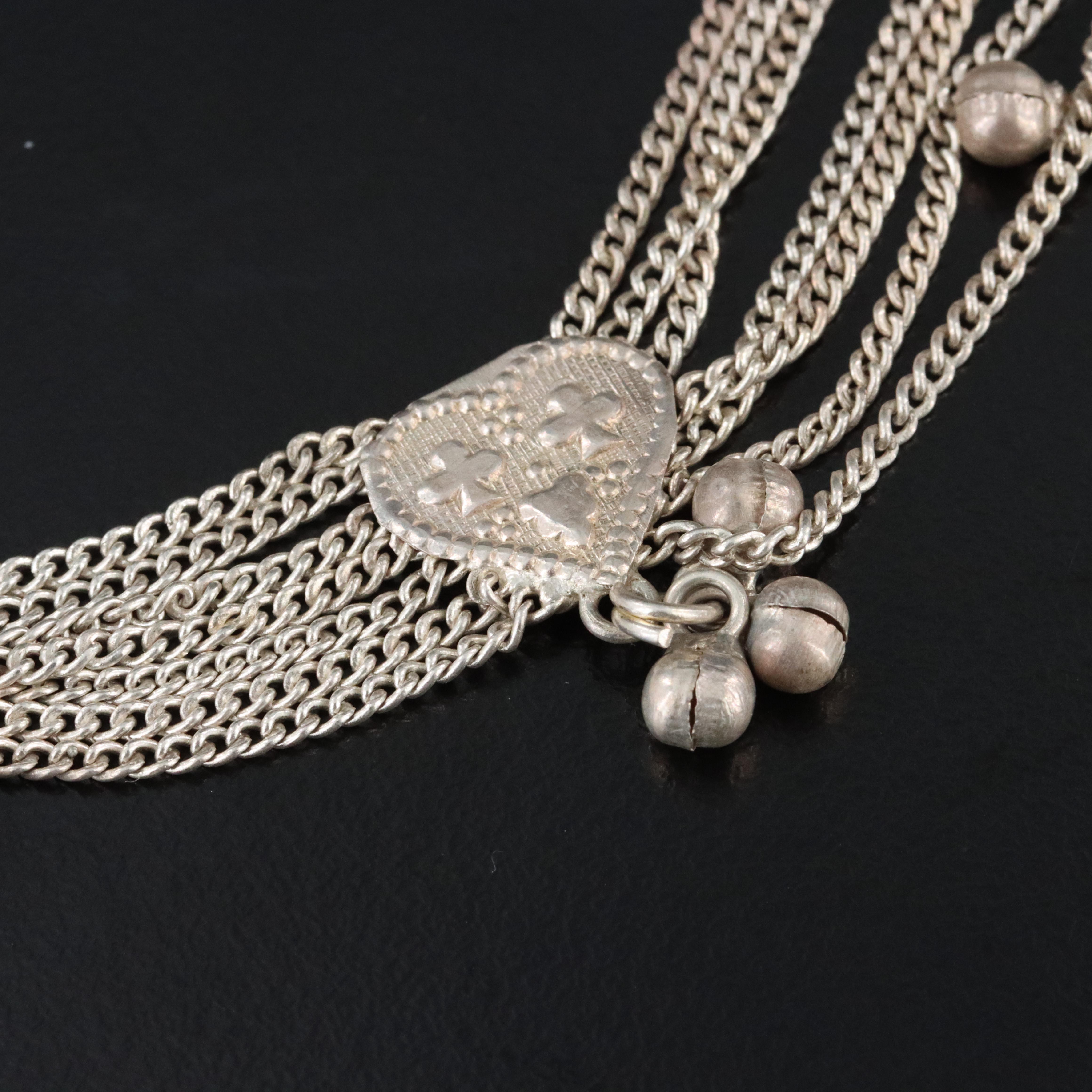 Pair of Indian 950 Silver Earrings and Gajre Anklets