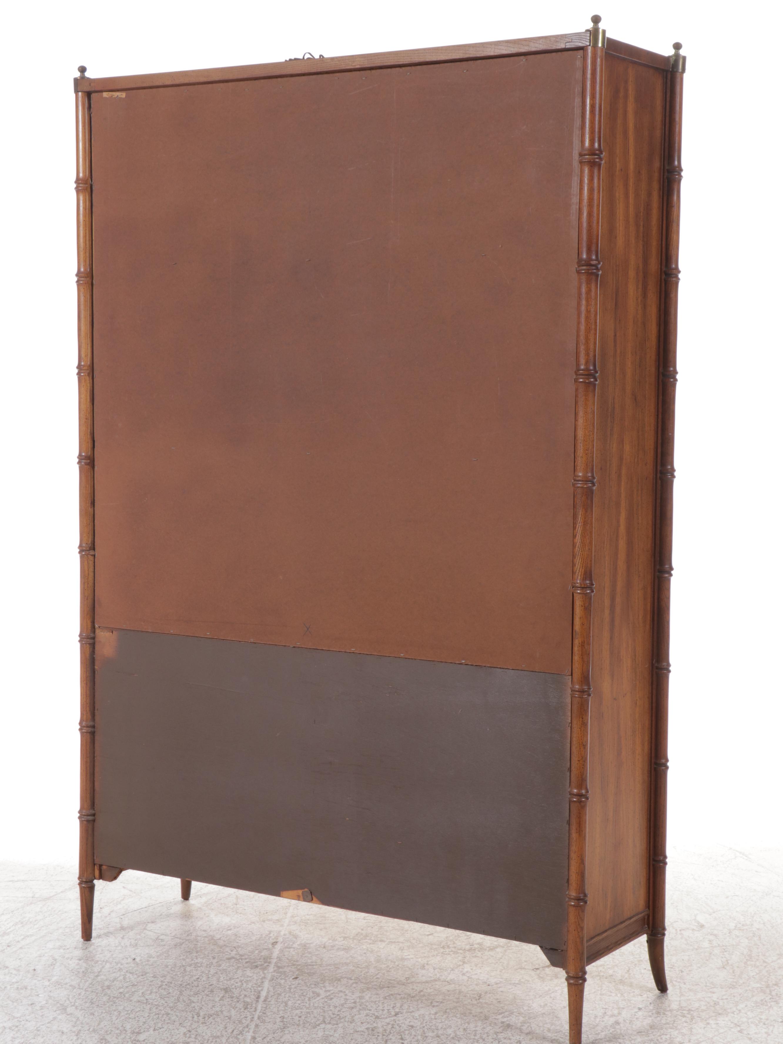 Stanley Furniture Faux Bamboo and Cane China Cabinet, Late 20th Century