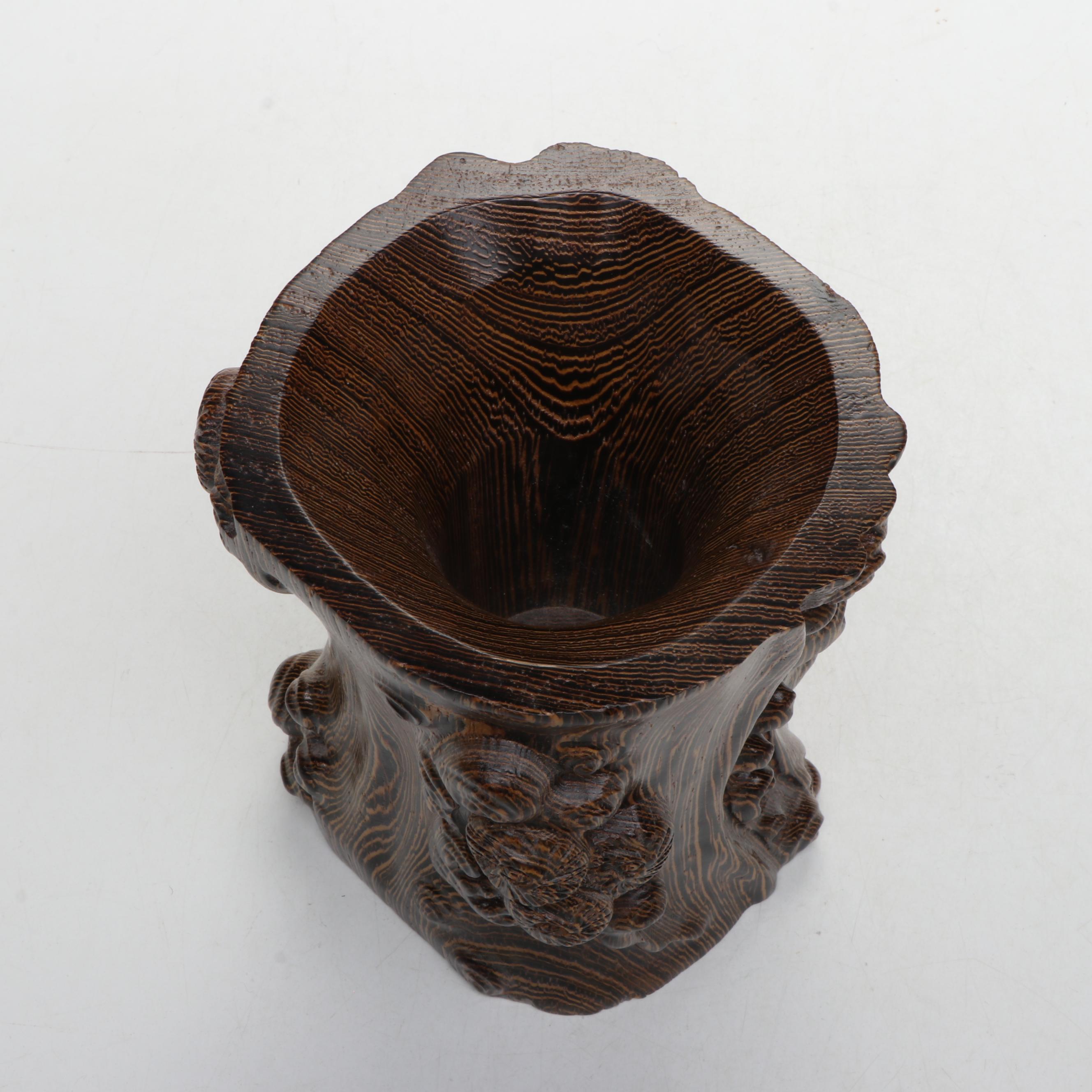 Chinese Carved Exotic Hardwood Brush Pot
