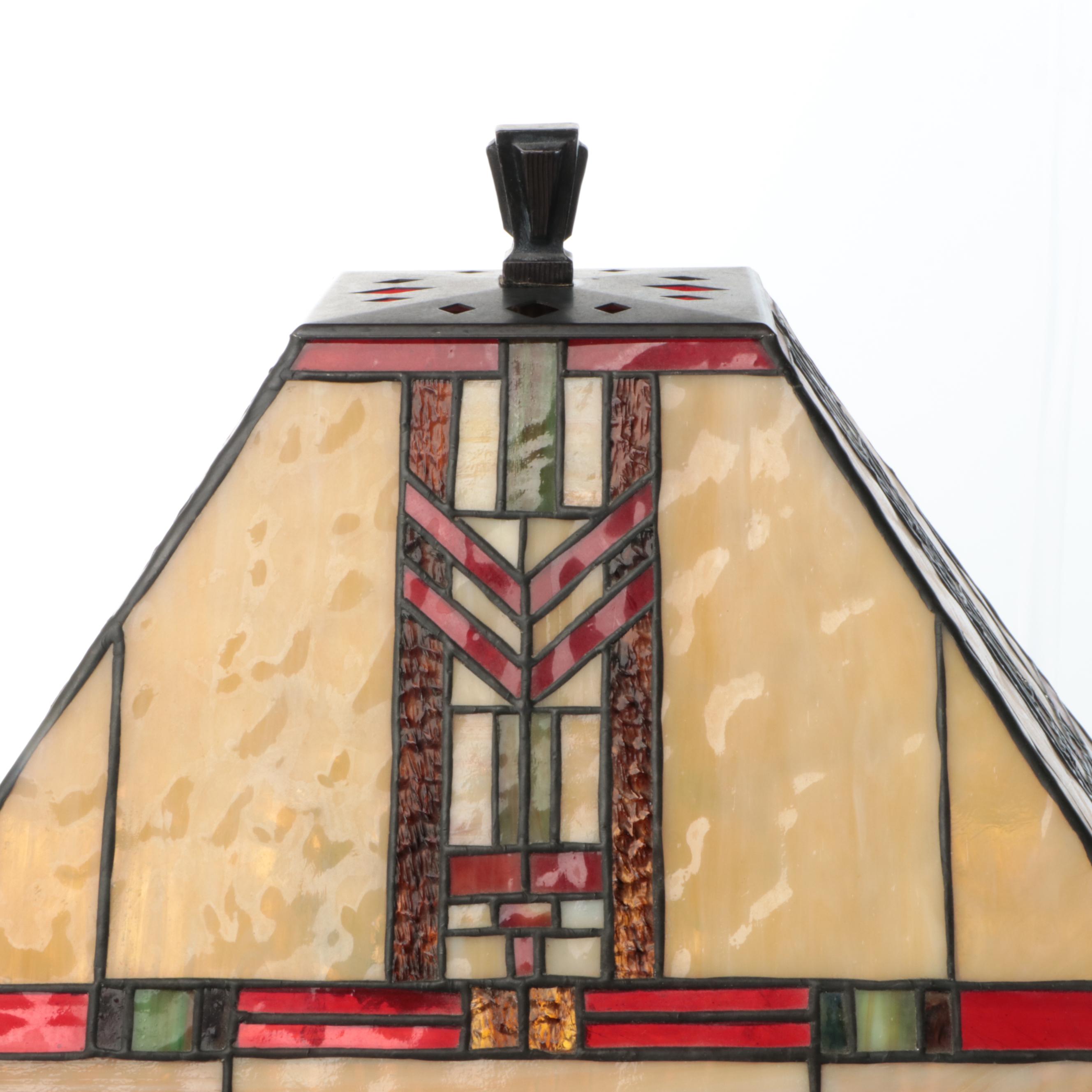 Art Deco Style Slag Glass Table Lamp