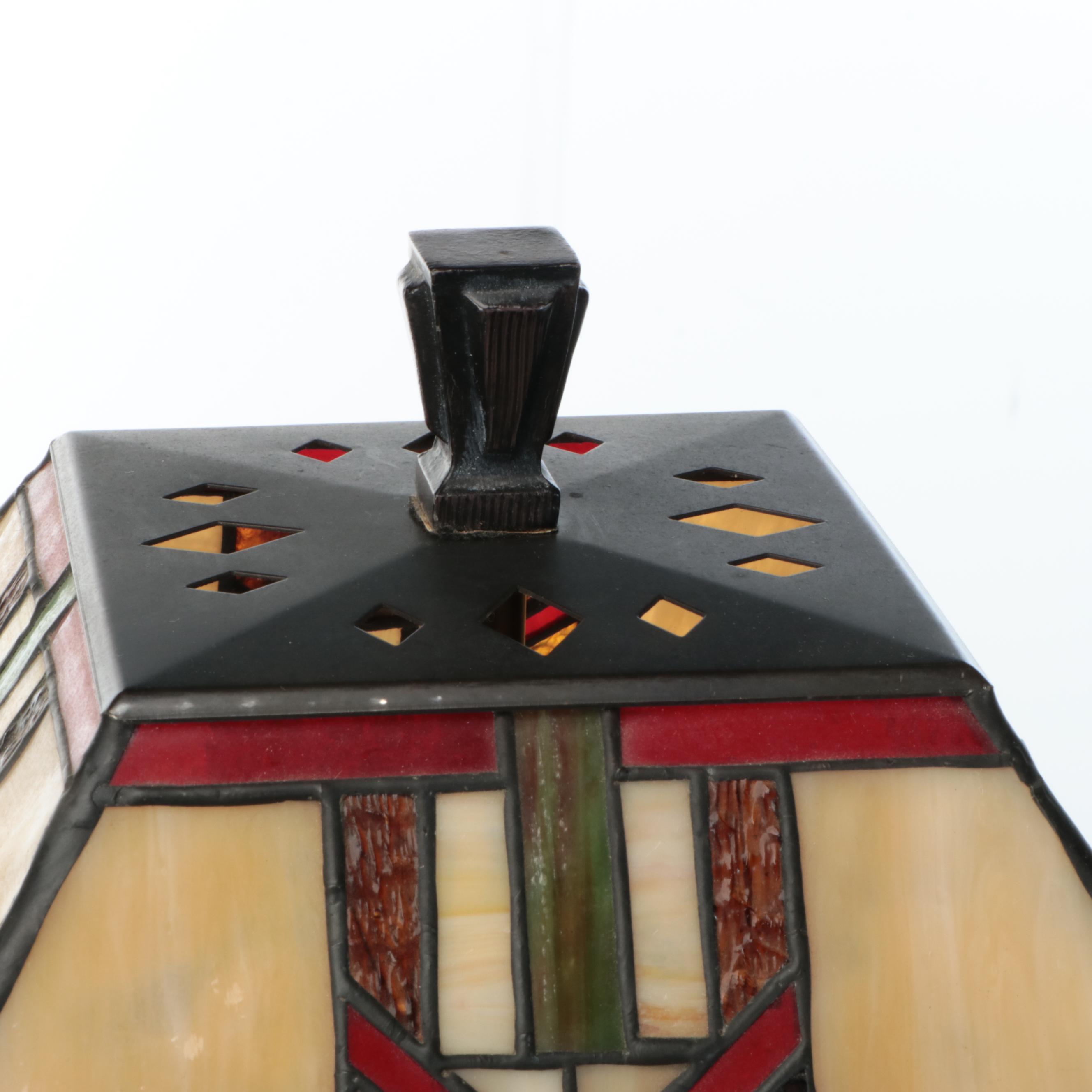 Art Deco Style Slag Glass Table Lamp