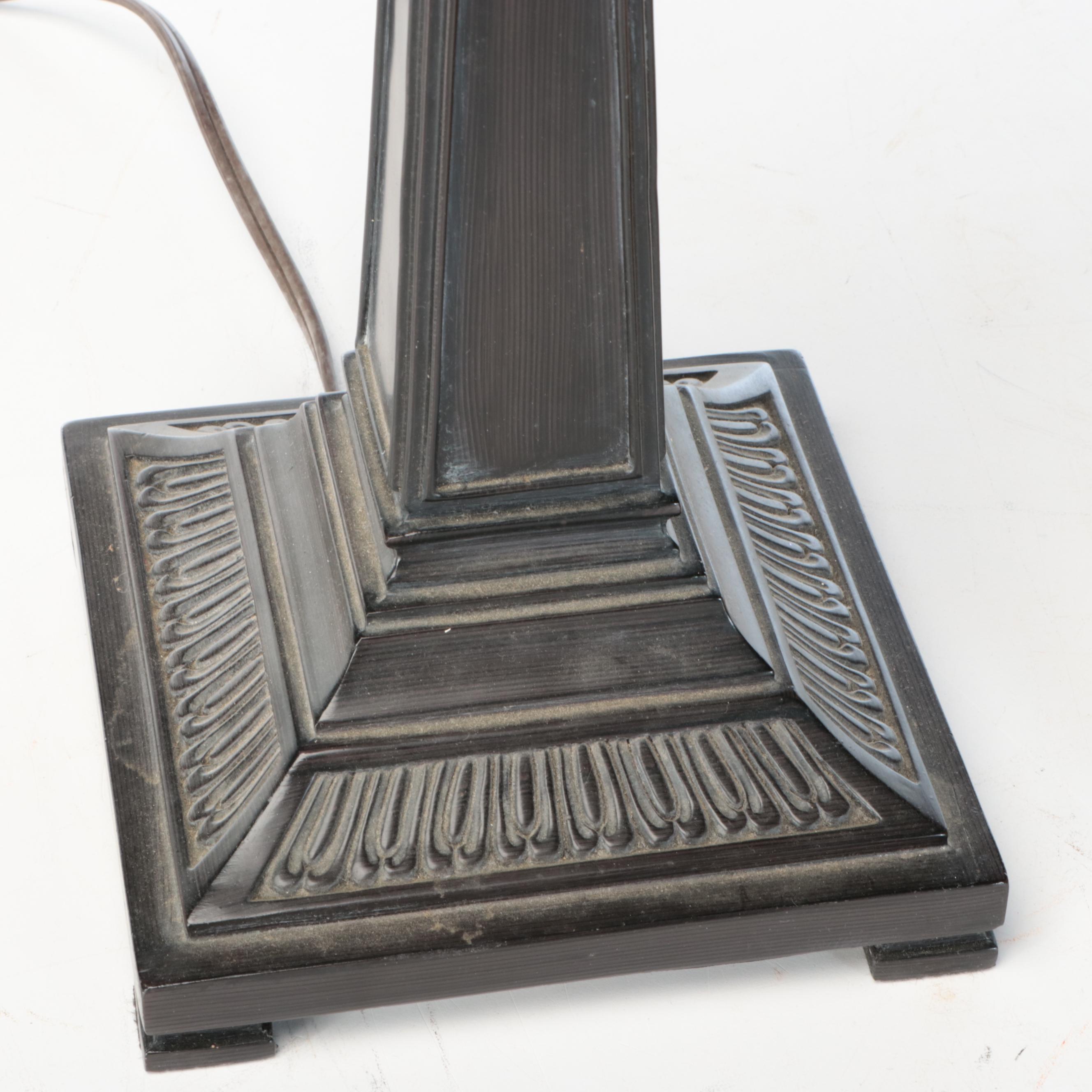 Art Deco Style Slag Glass Table Lamp