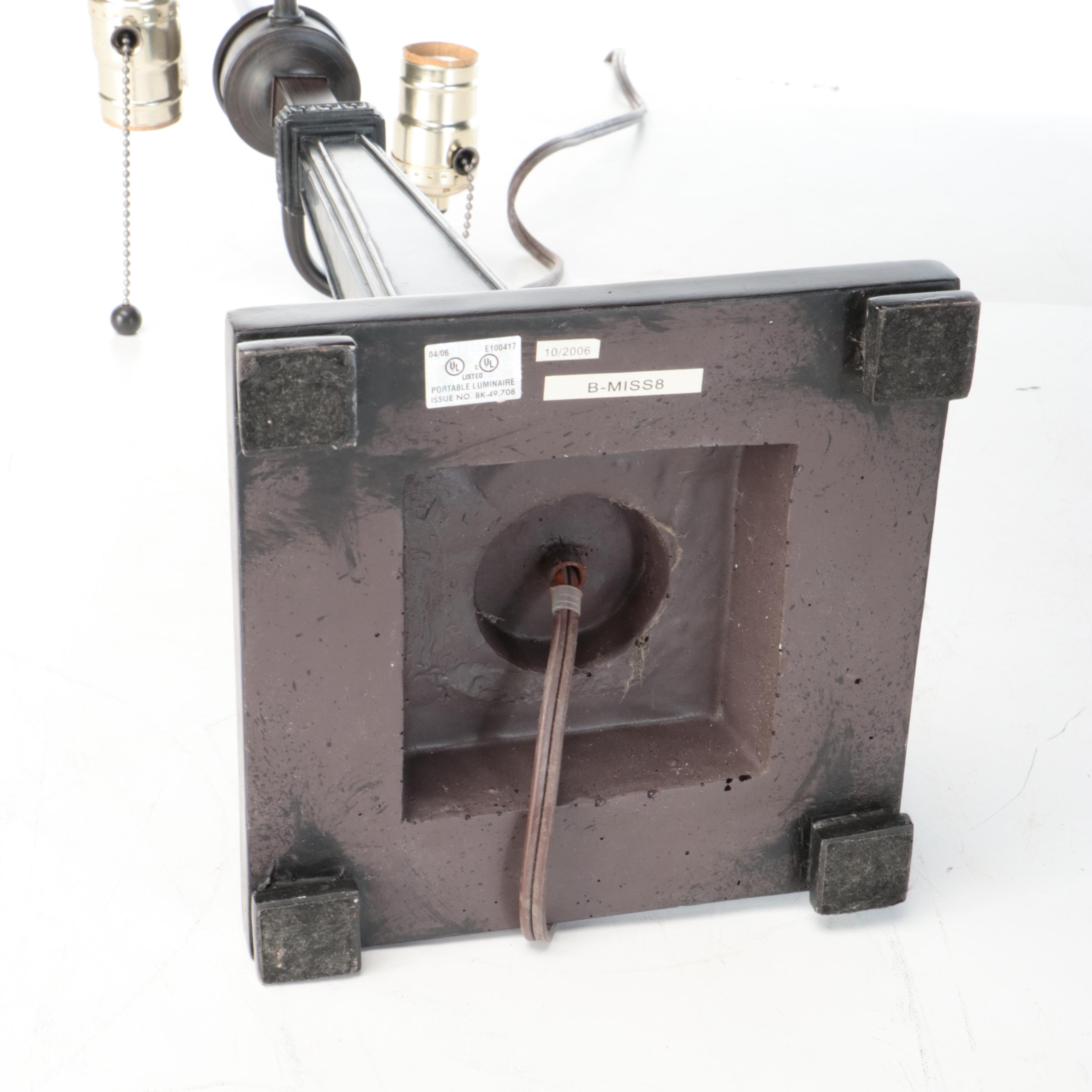 Art Deco Style Slag Glass Table Lamp