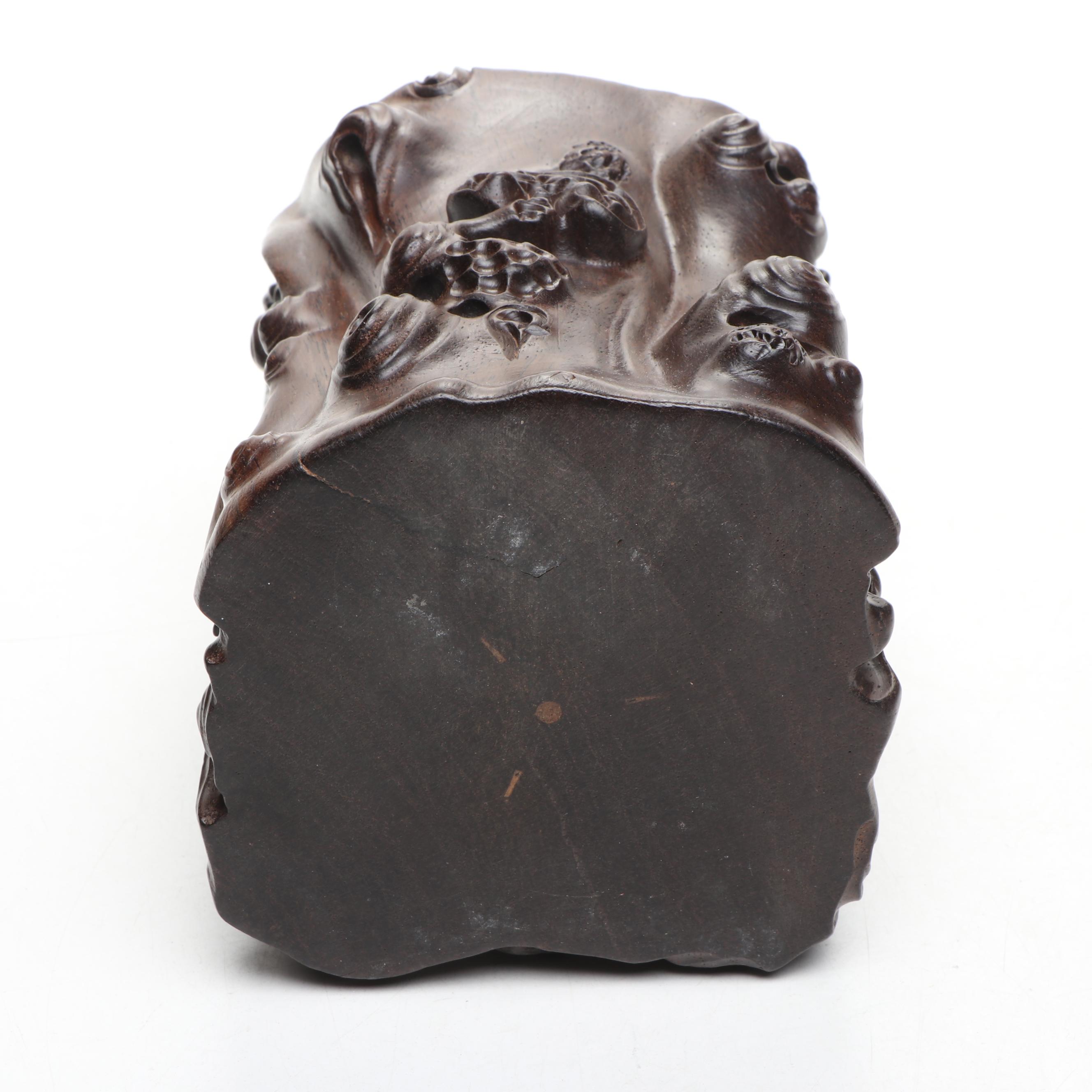 Chinese Carved Wood Brush Pot