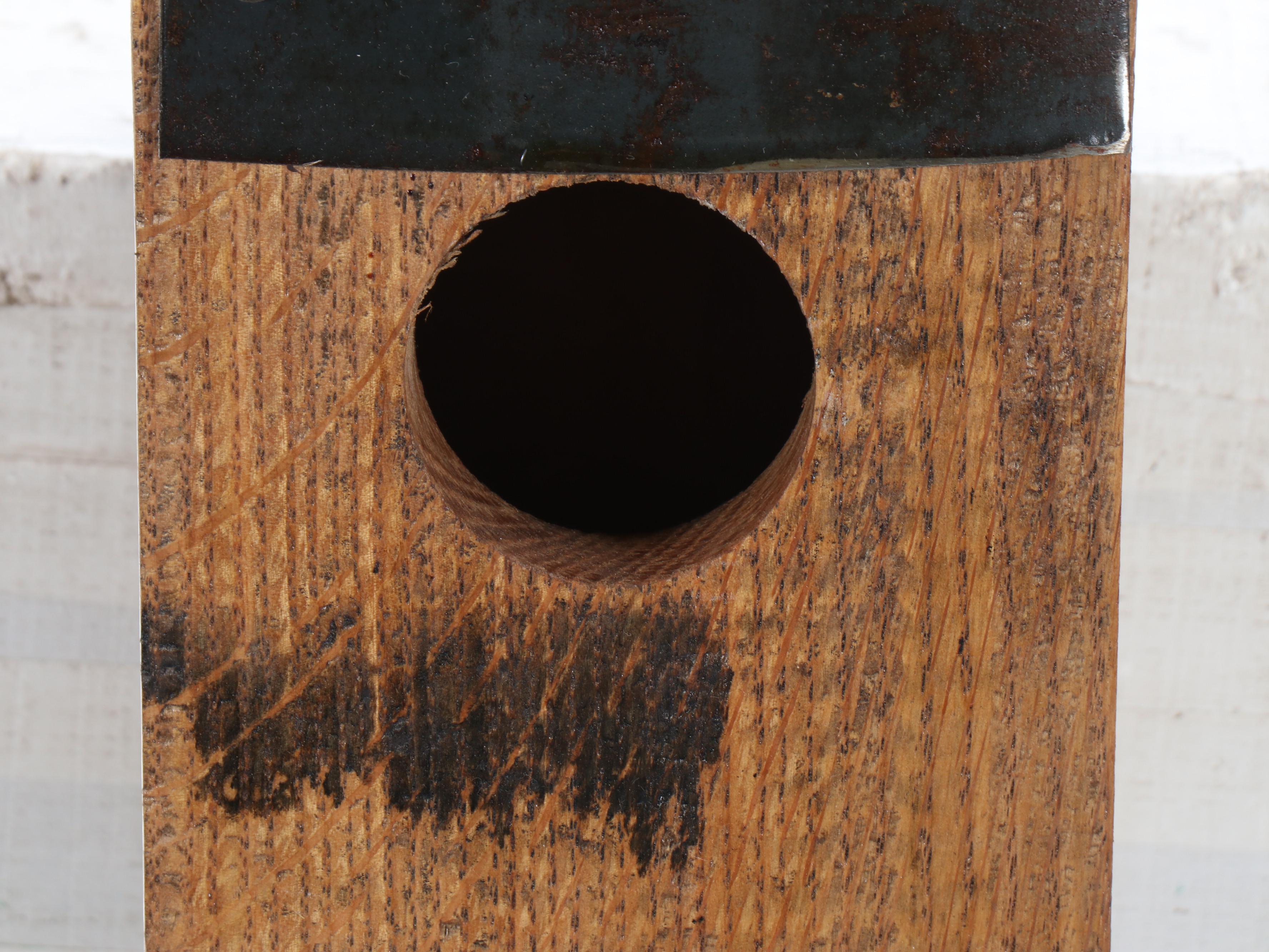 Rustic Style Handcrafted Wood Birdhouse with Metal Accents