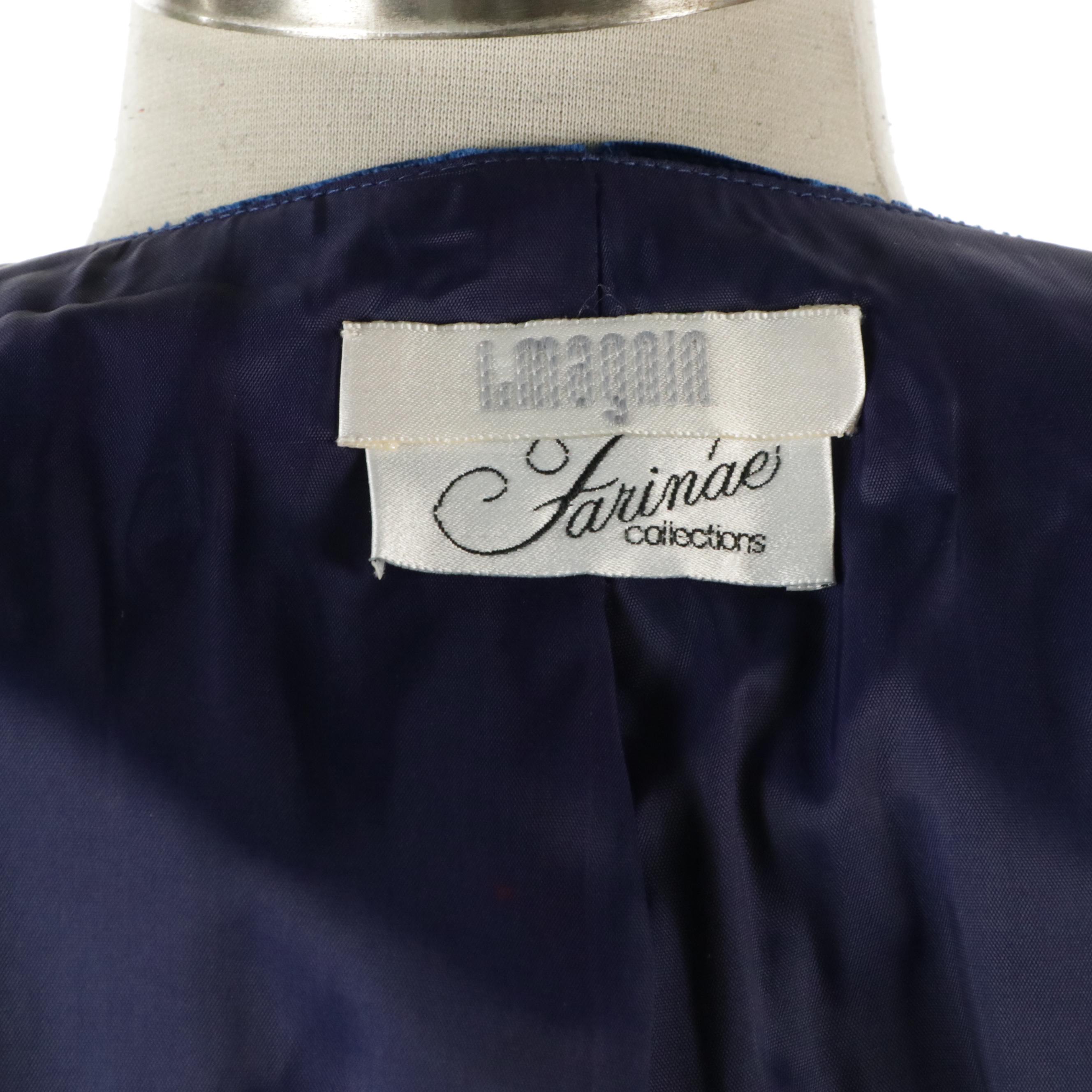 Blue Velvet 2-Piece Set & Navy Pleated Full-Length Occasion Skirt with Tie Sash