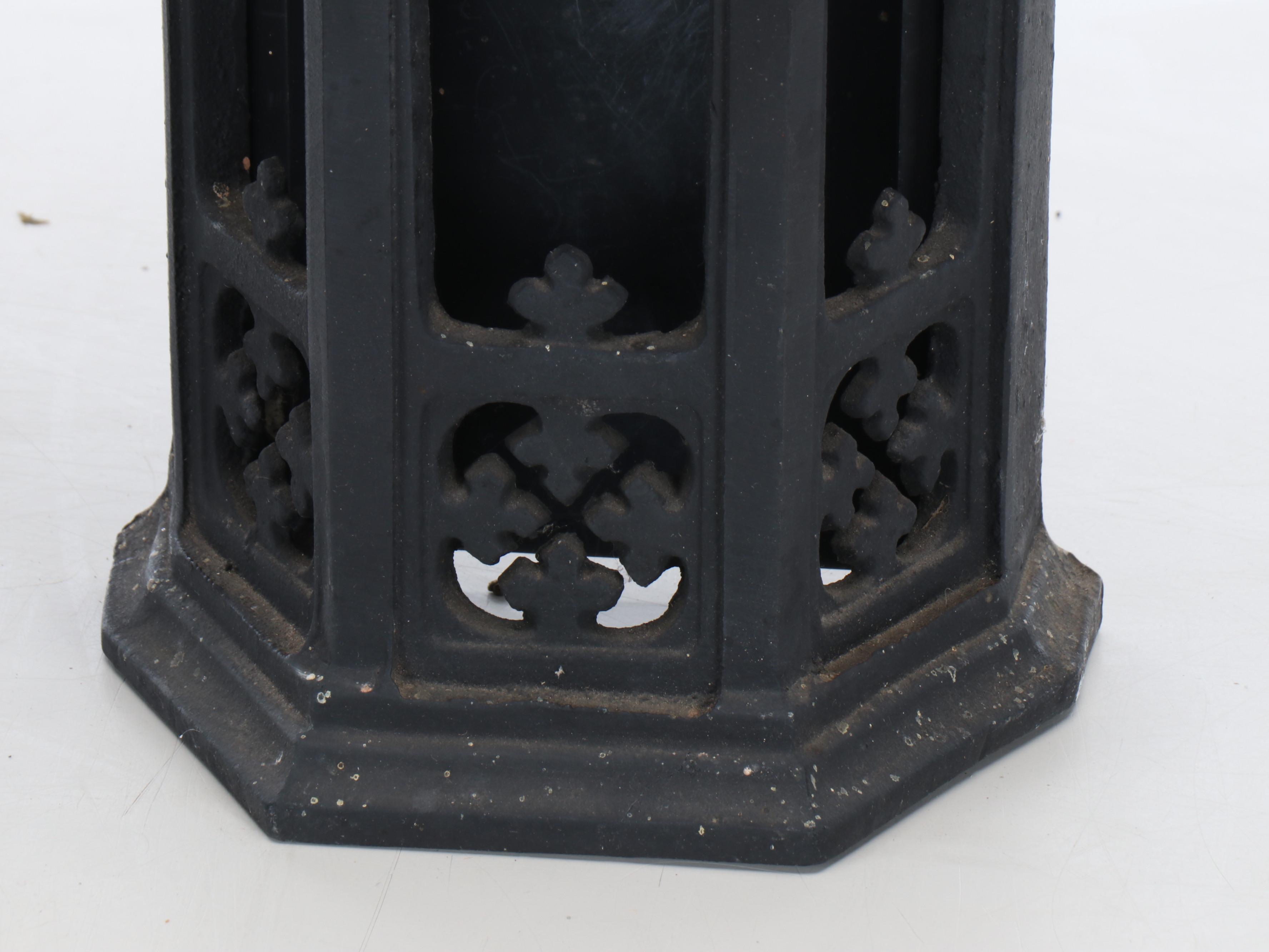 Gothic Style Black Metal Wall Lanterns with Yellow Seed Glass Panels