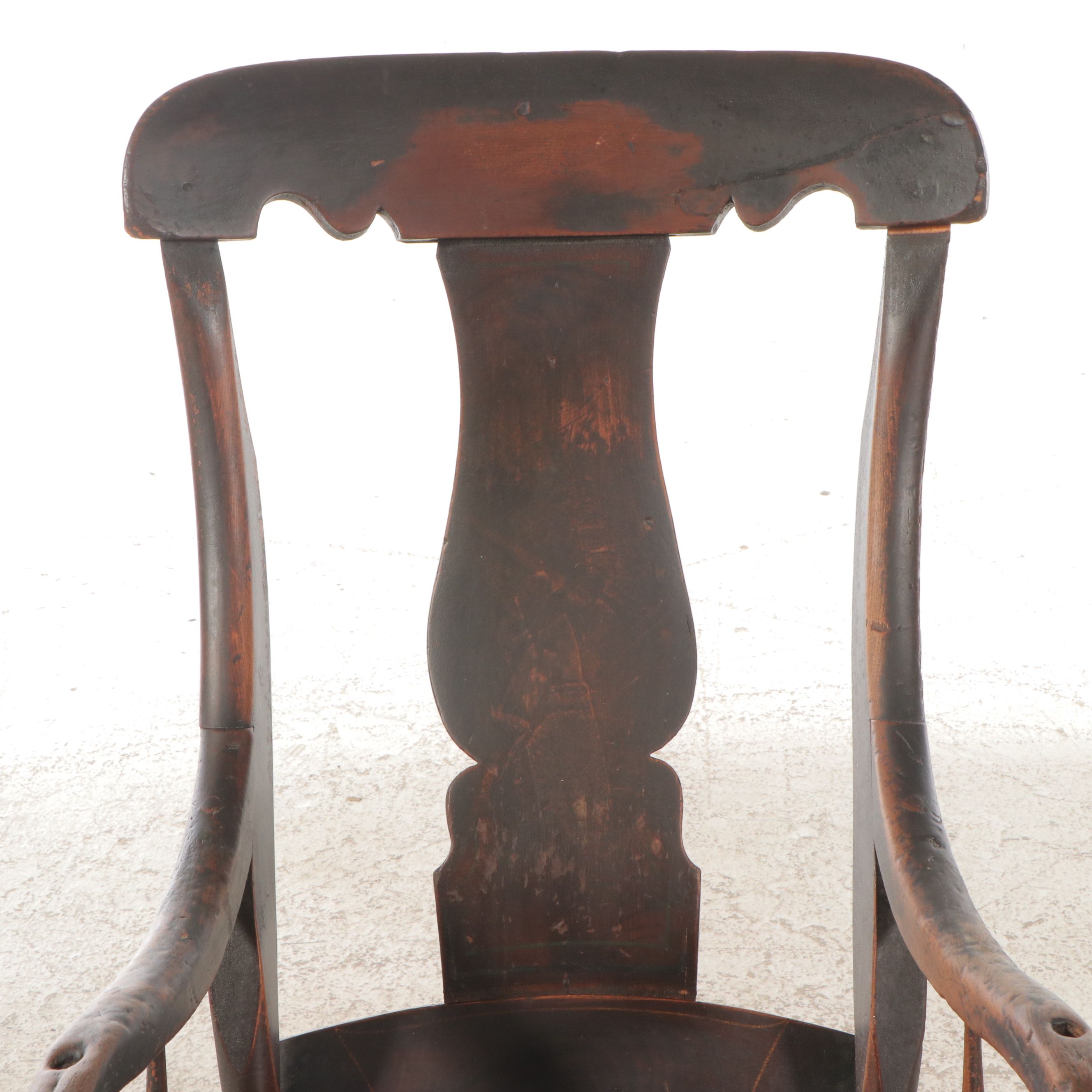 Antique Ash Rocking Chair with Wooden Quilt Rack