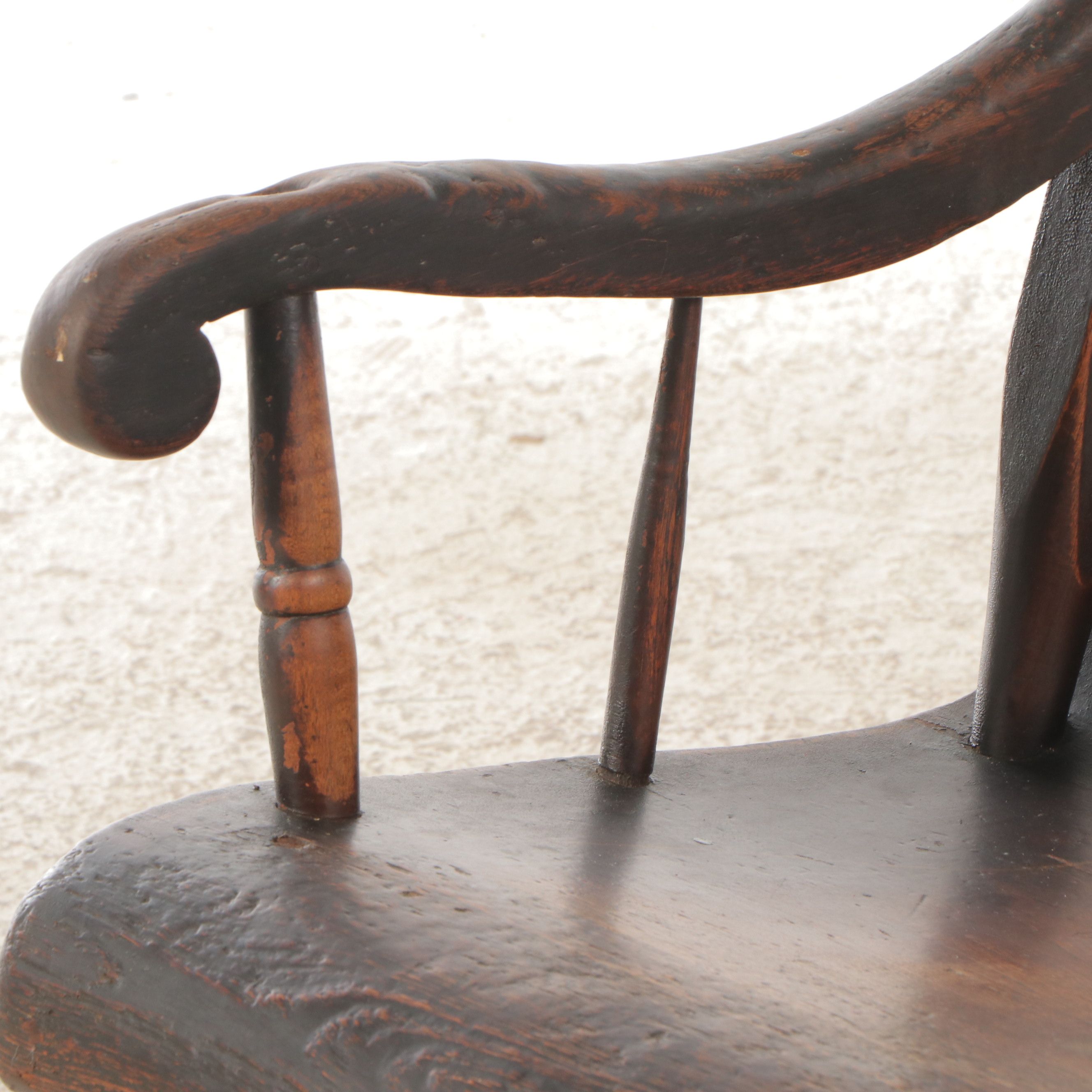 Antique Ash Rocking Chair with Wooden Quilt Rack
