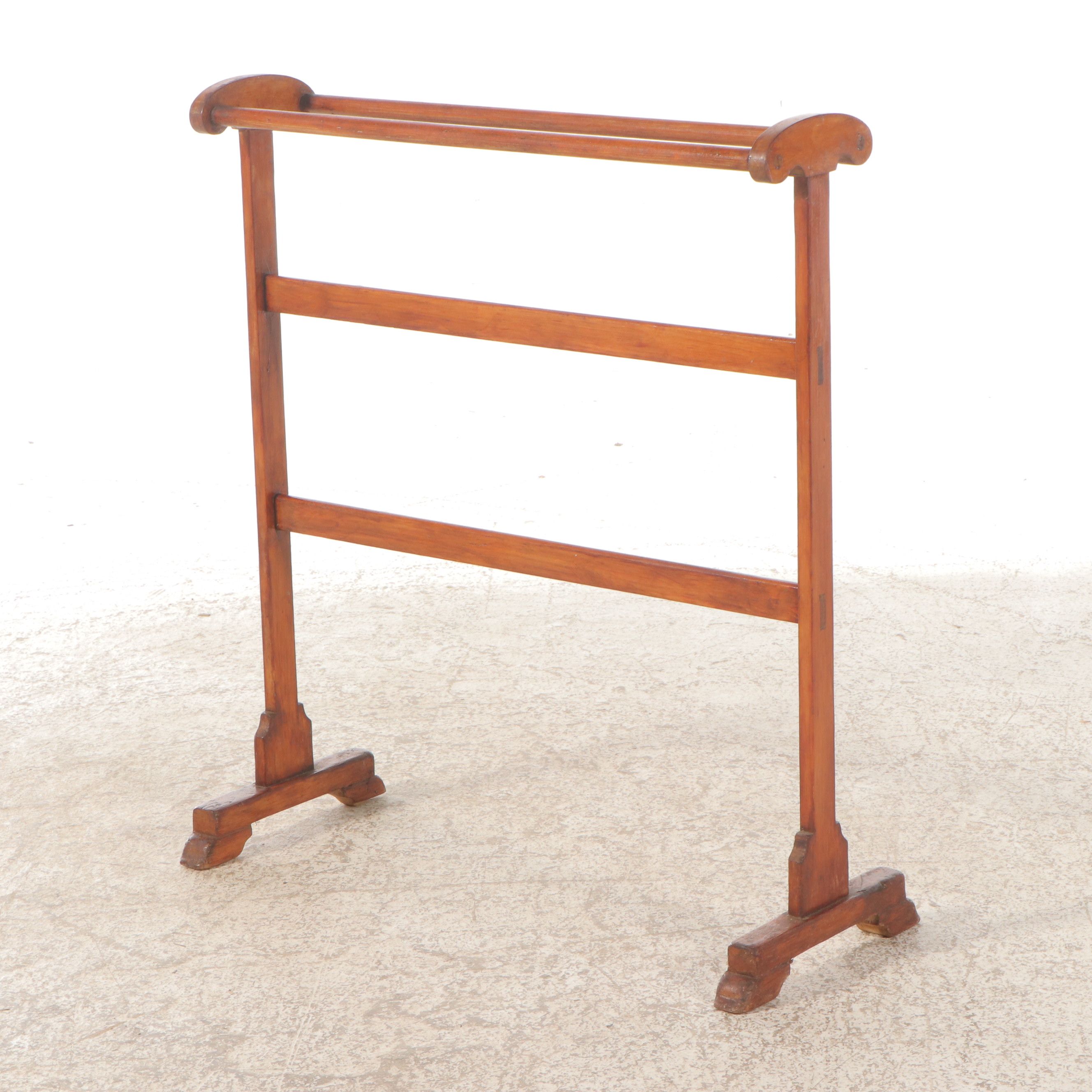 Antique Ash Rocking Chair with Wooden Quilt Rack