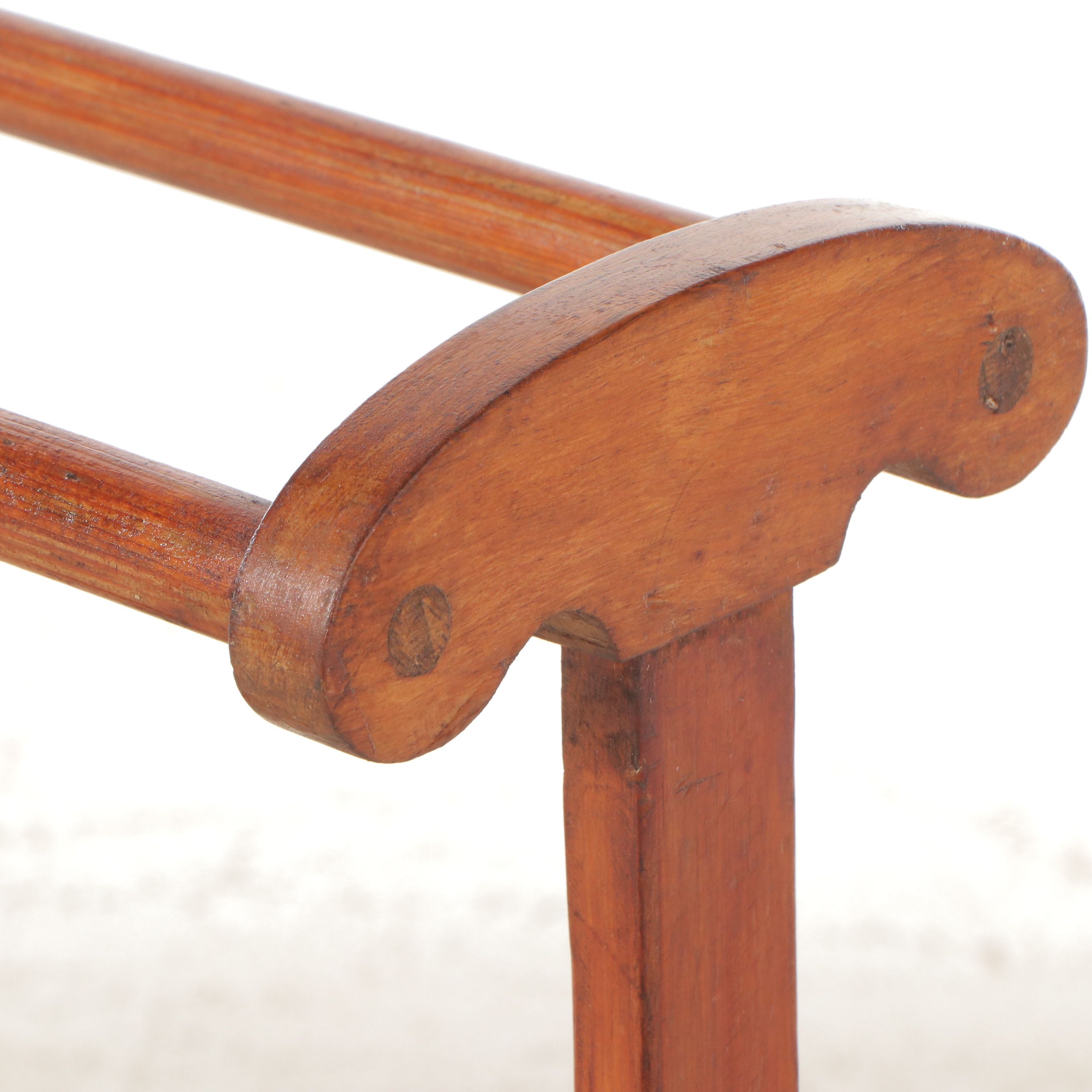 Antique Ash Rocking Chair with Wooden Quilt Rack