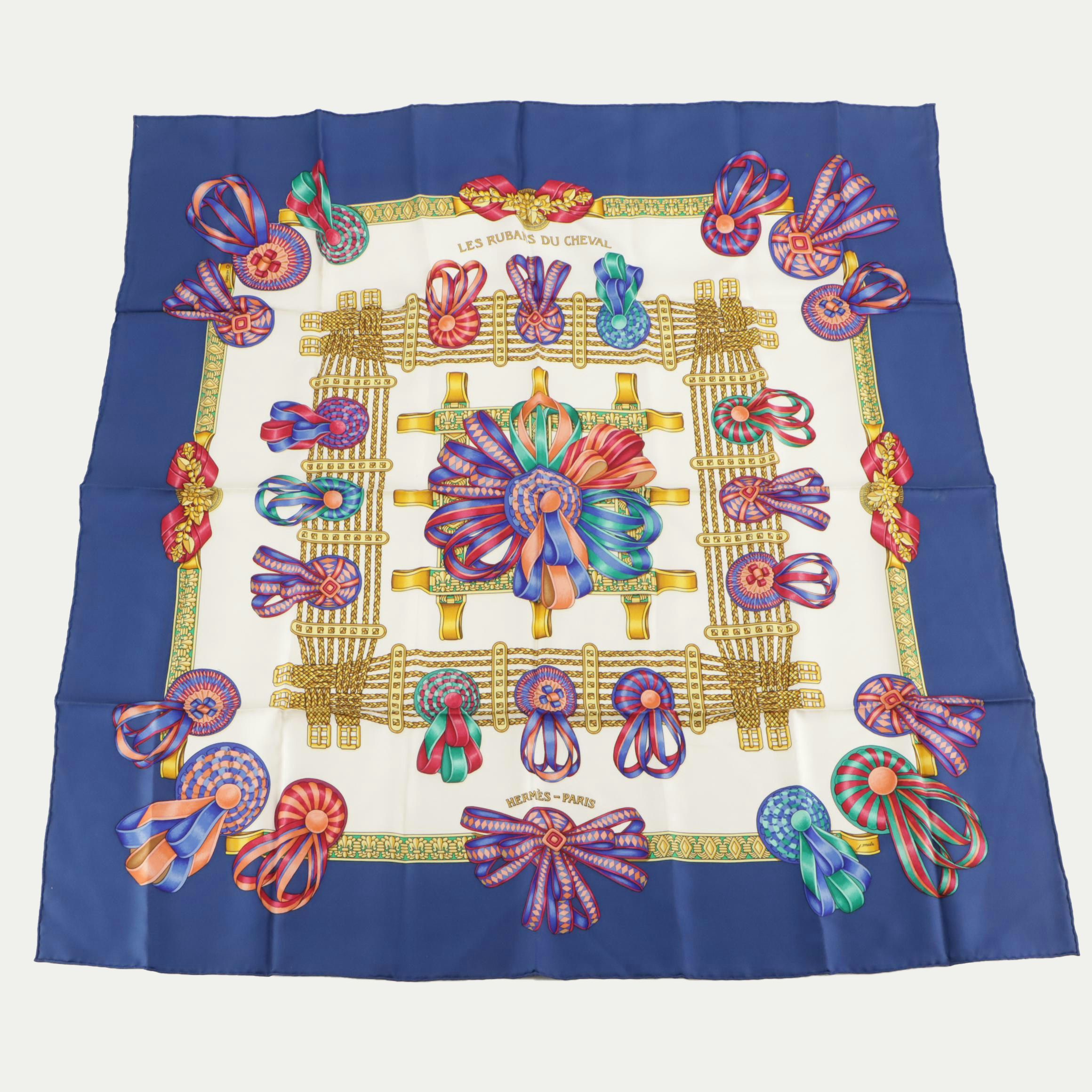 Hermès "Les Rubans du Cheval" Scarf 90 in Silk Twill