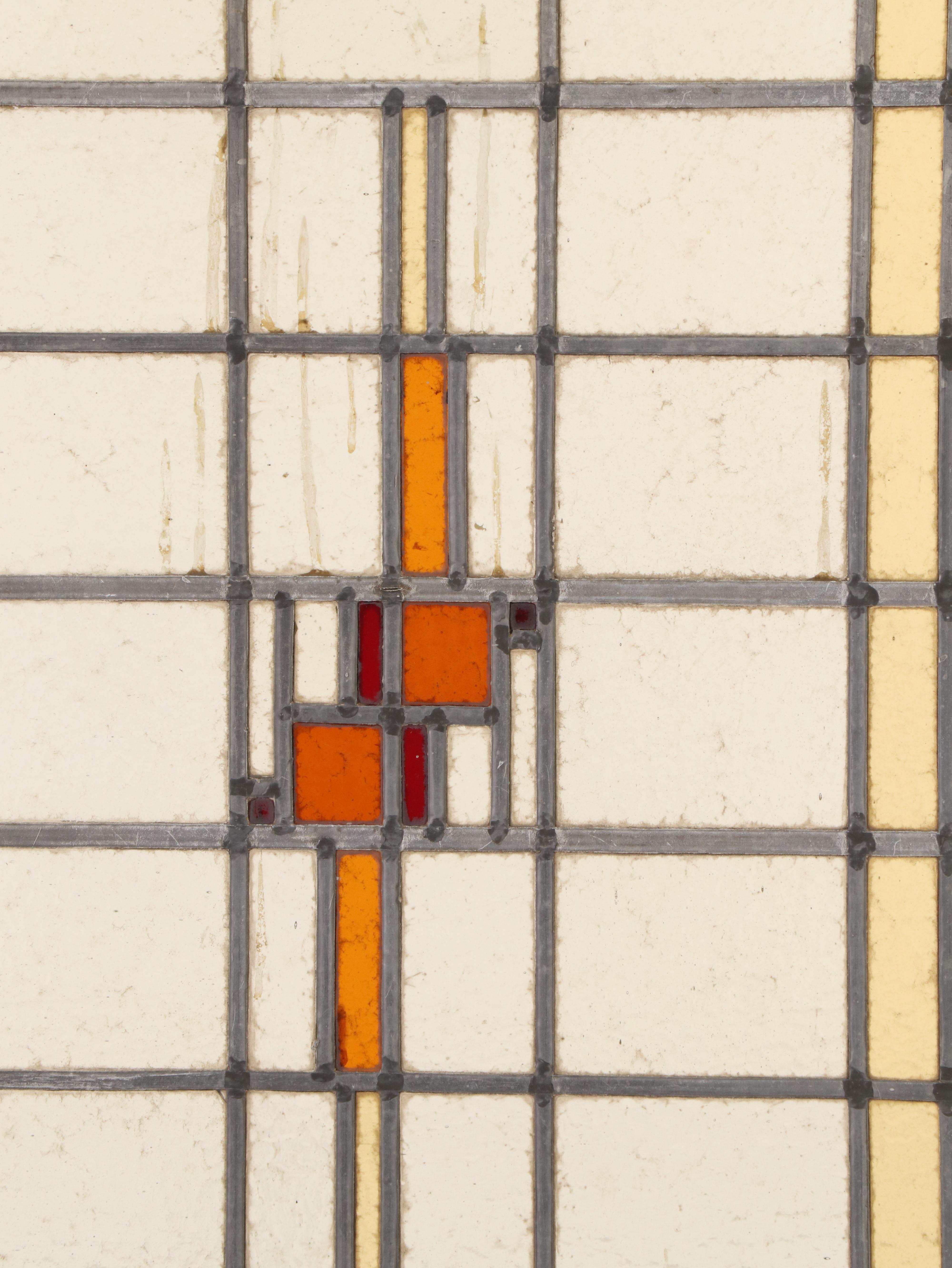 Arts and Crafts Geometric Stand Glass Window Panel