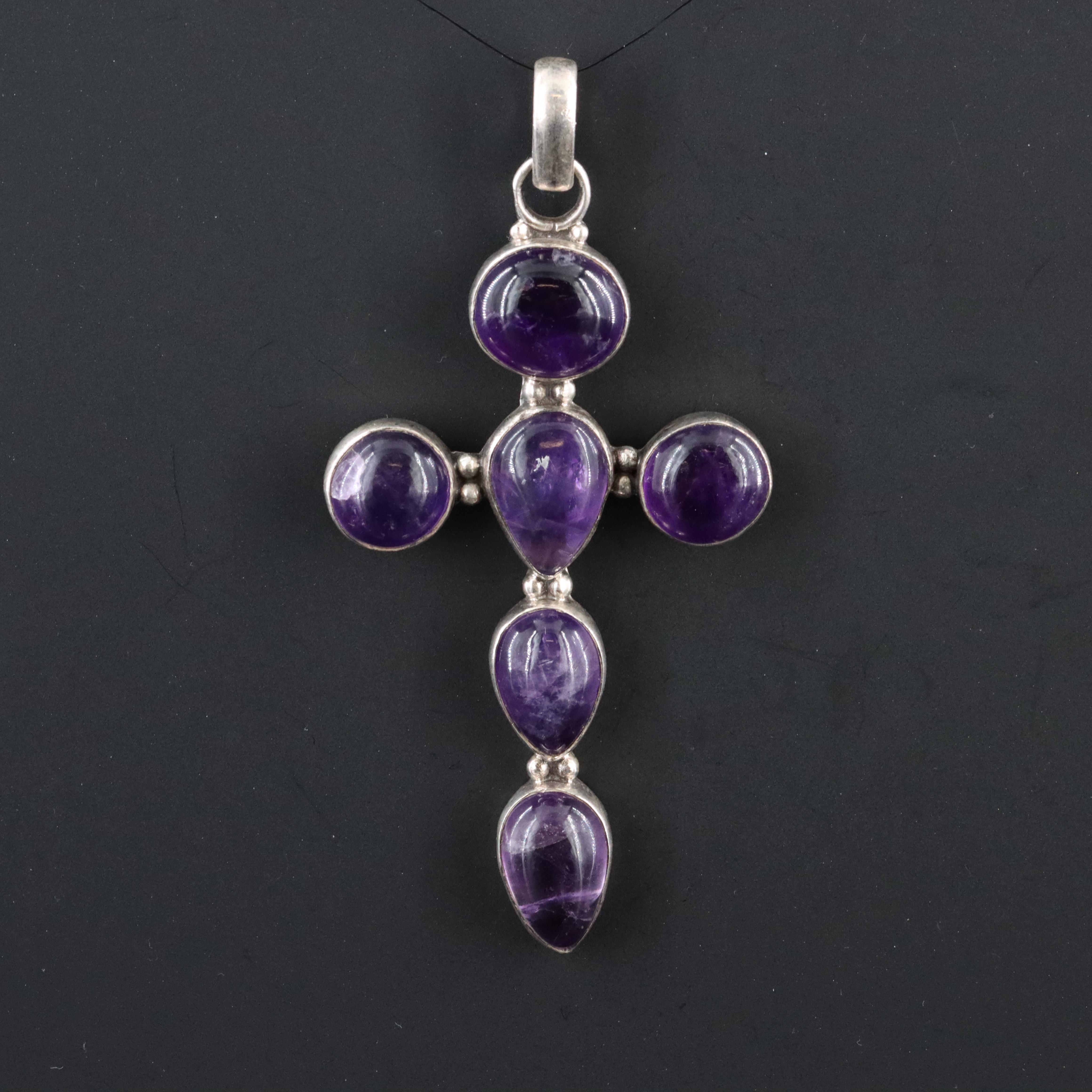 Sterling Amethyst Cross Pendant