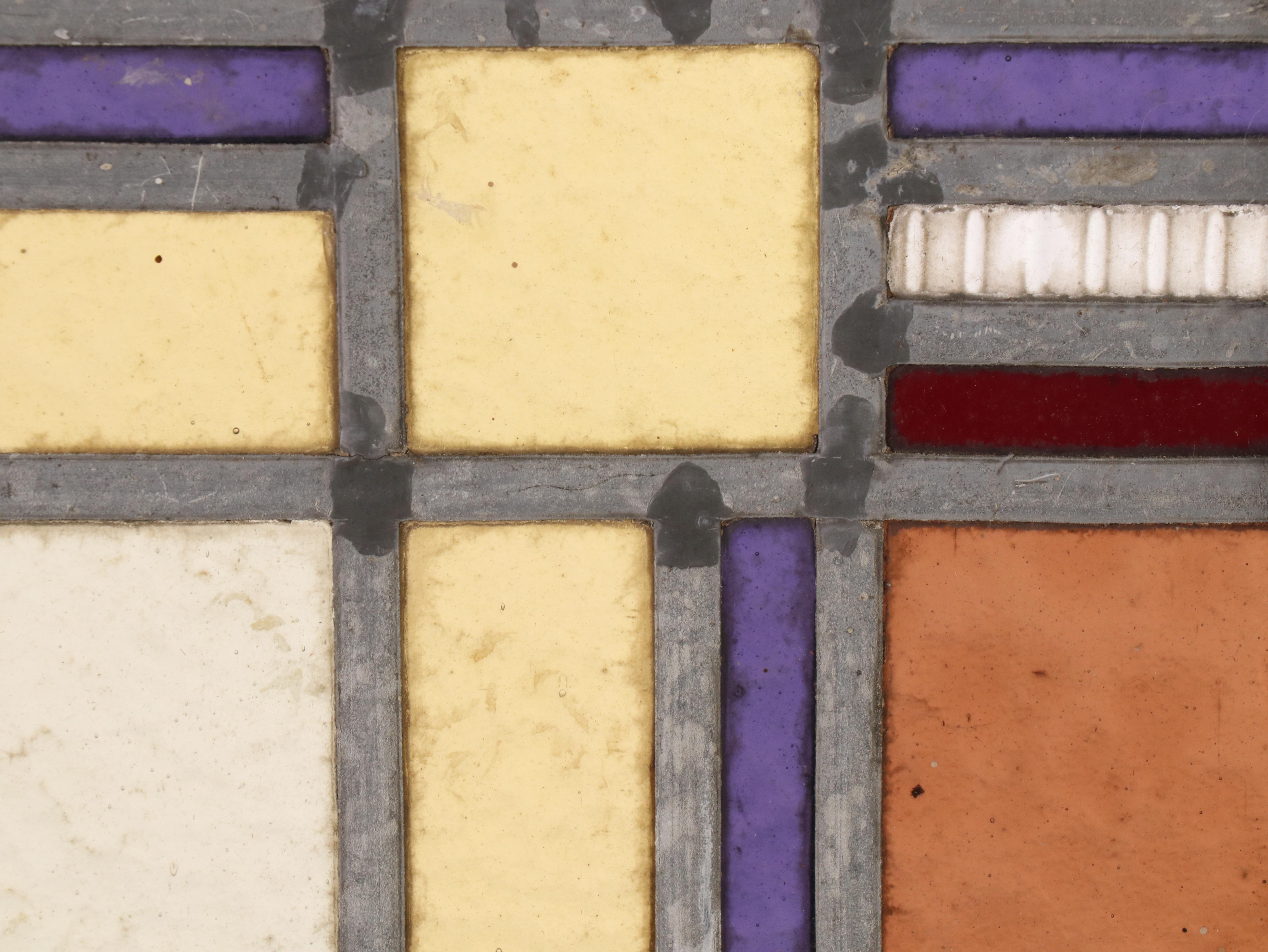 Arts and Crafts Geometric Stand Glass Window Panel