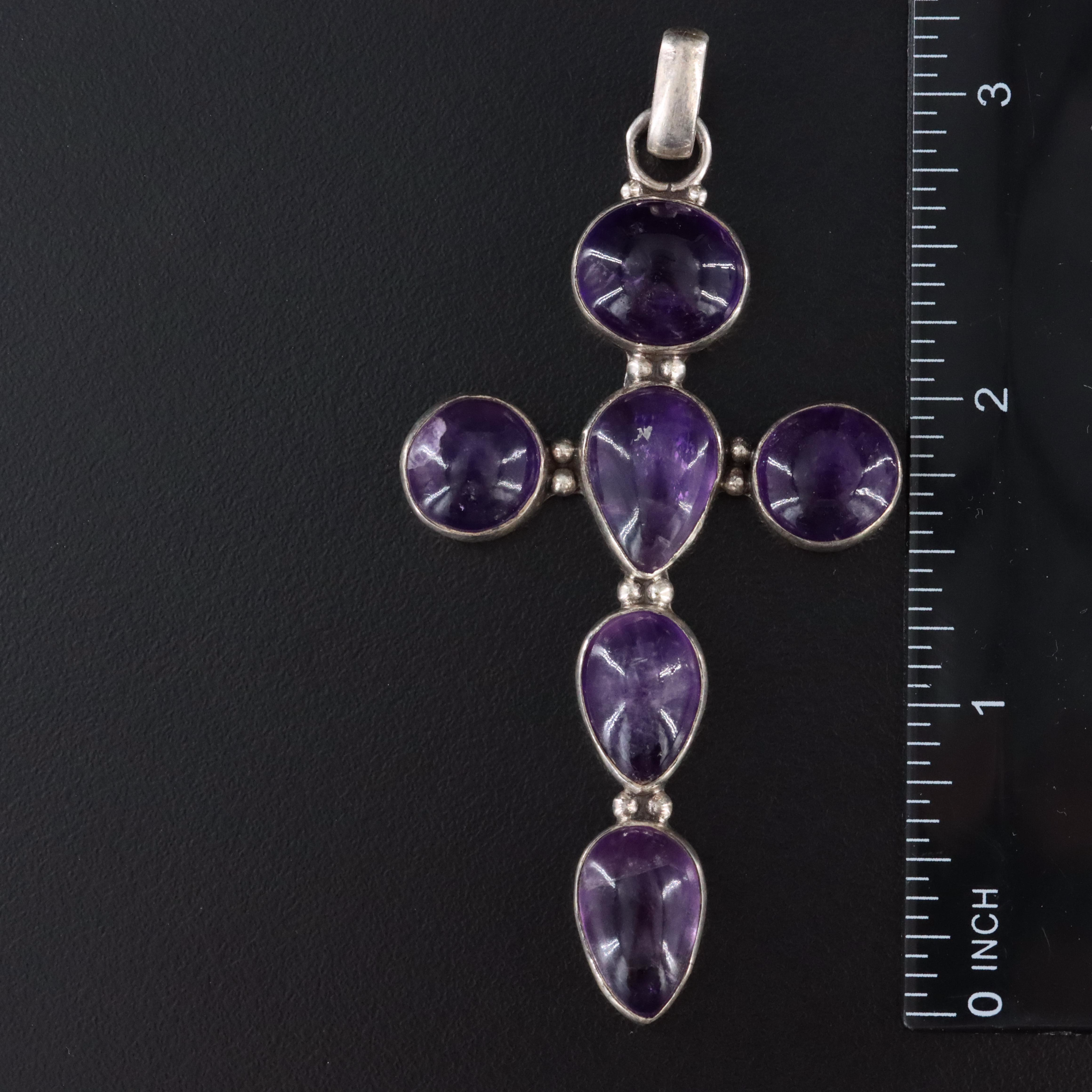 Sterling Amethyst Cross Pendant