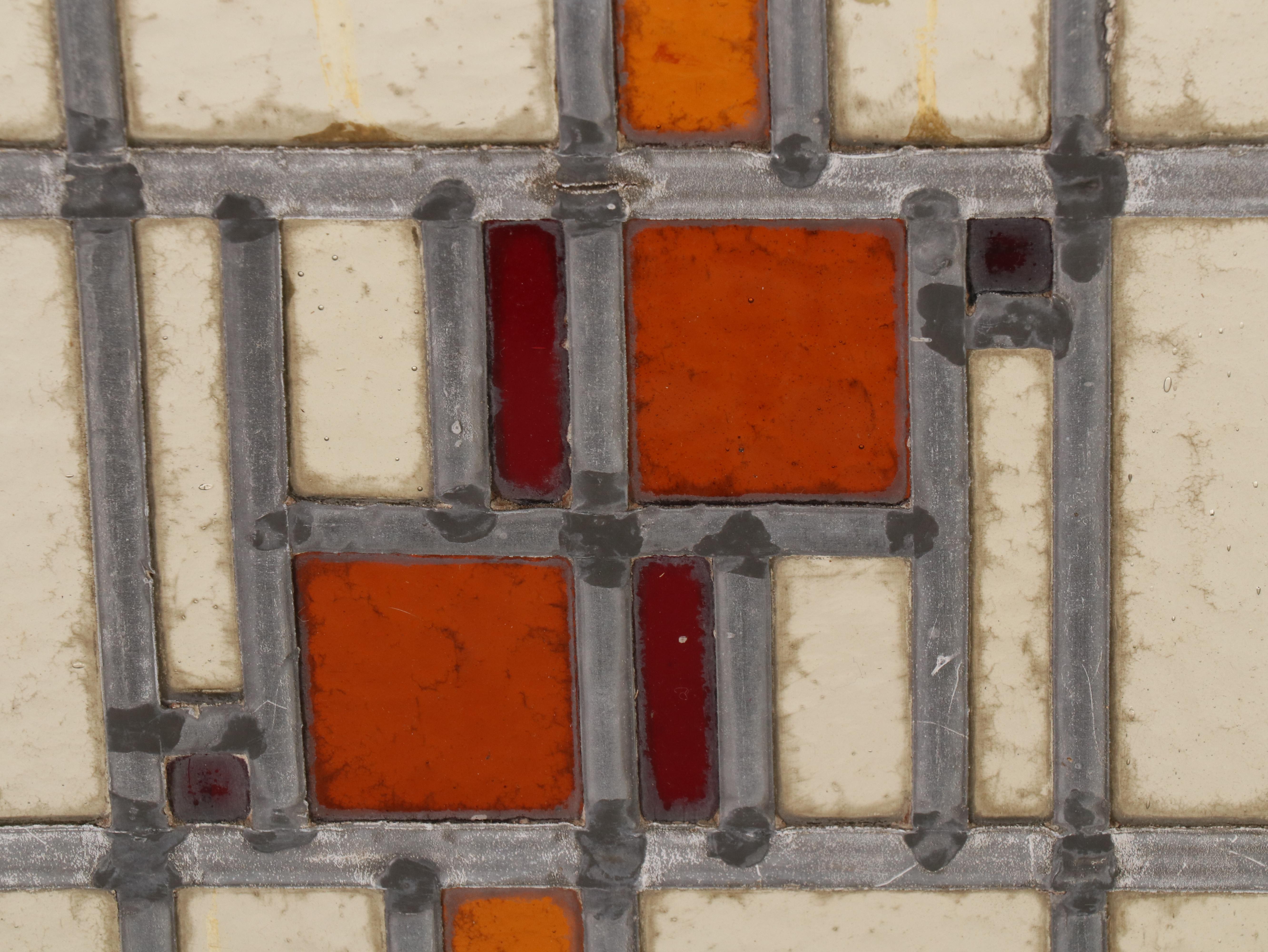 Arts and Crafts Geometric Stand Glass Window Panel