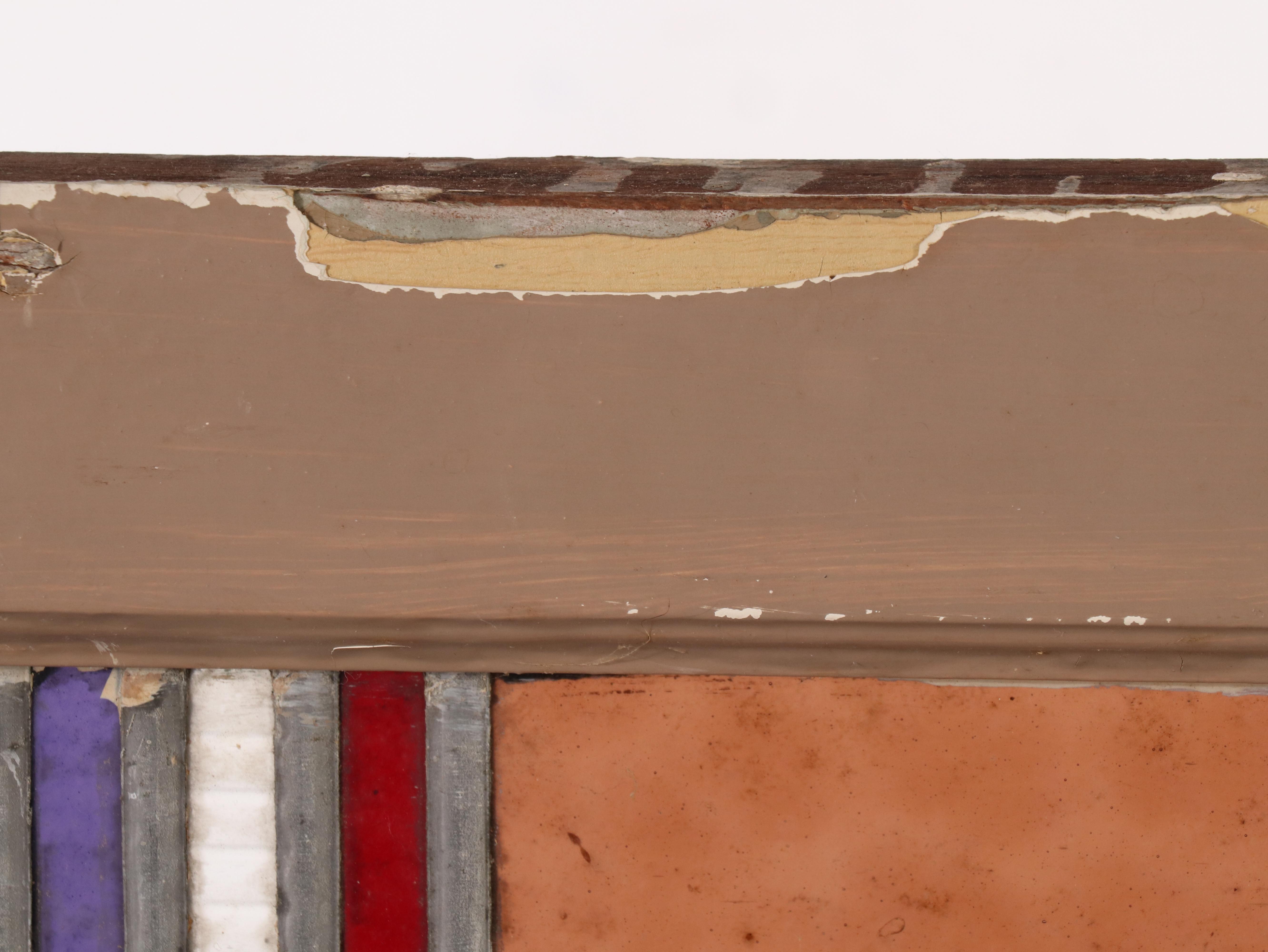 Arts and Crafts Geometric Stand Glass Window Panel