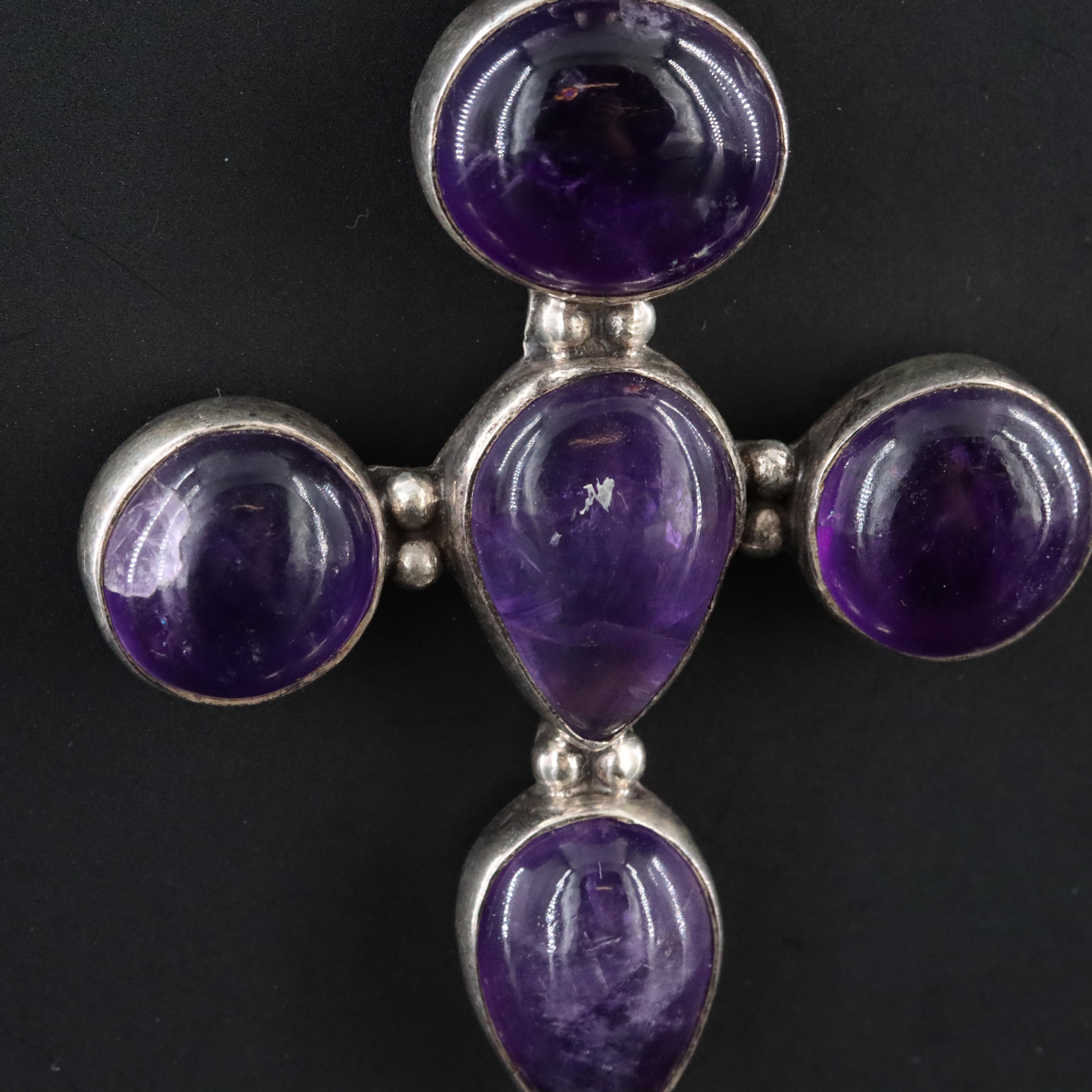 Sterling Amethyst Cross Pendant