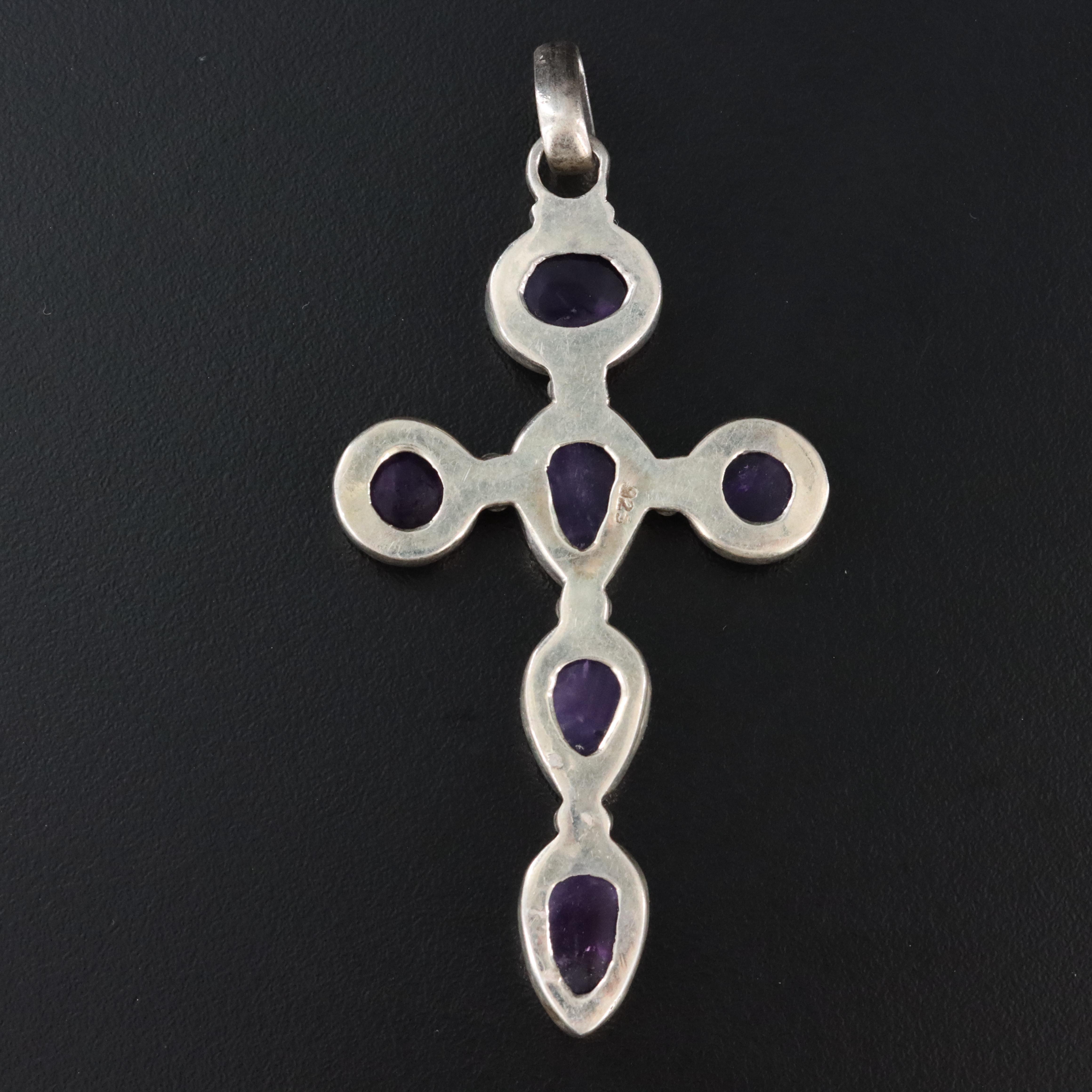 Sterling Amethyst Cross Pendant