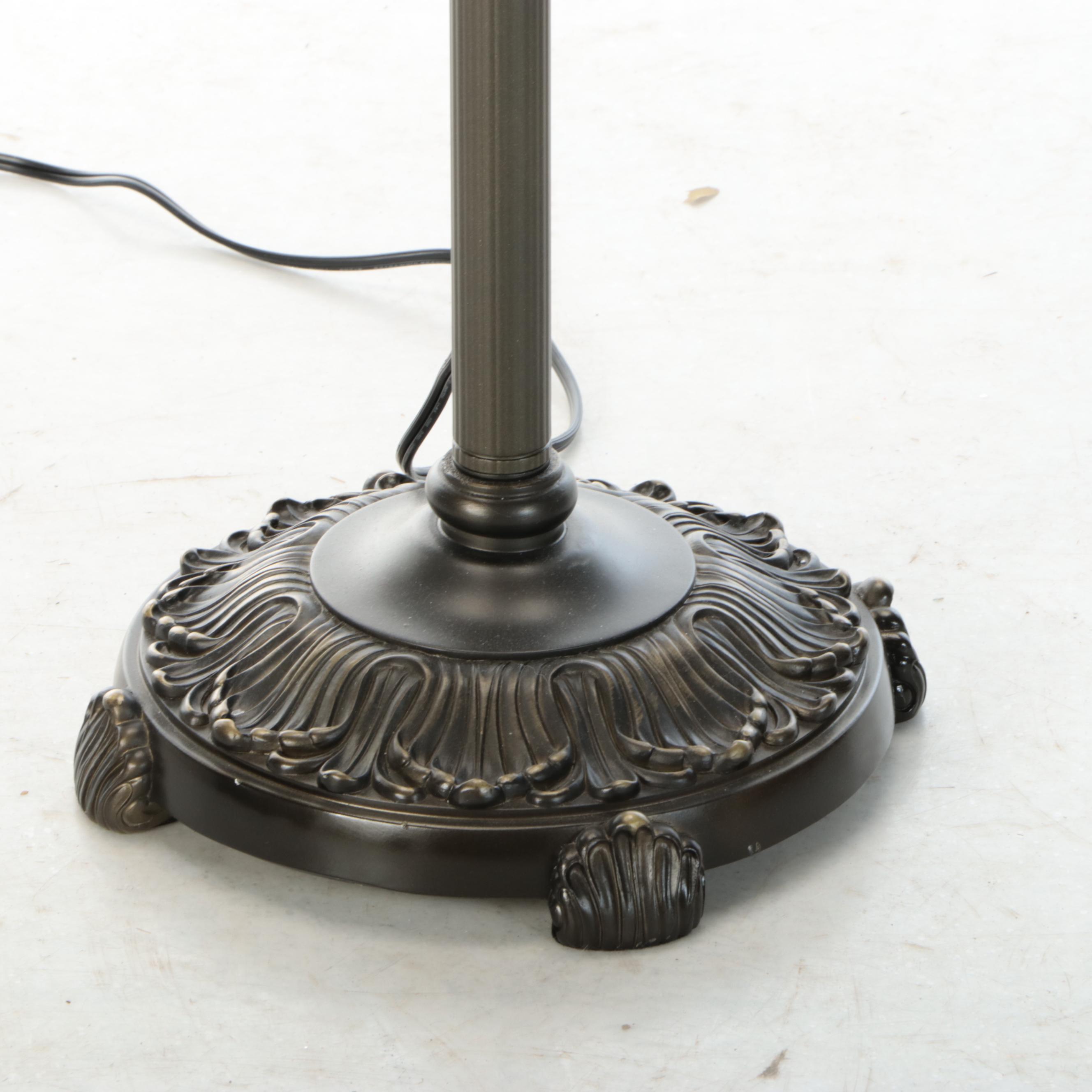 Arts & Crafts Style Dragonfly Slag Glass Floor Lamp