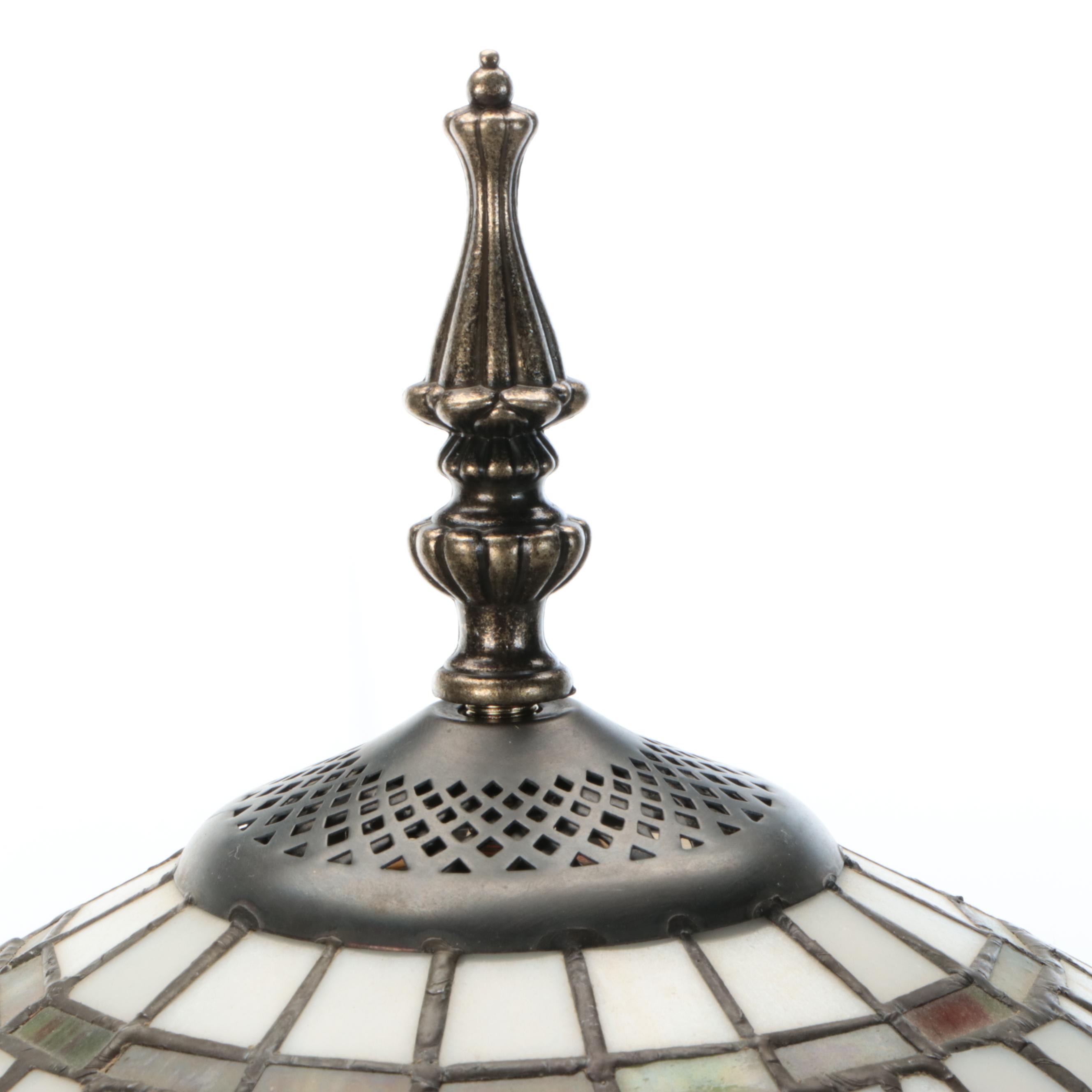 Arts & Crafts Style Dragonfly Slag Glass Floor Lamp