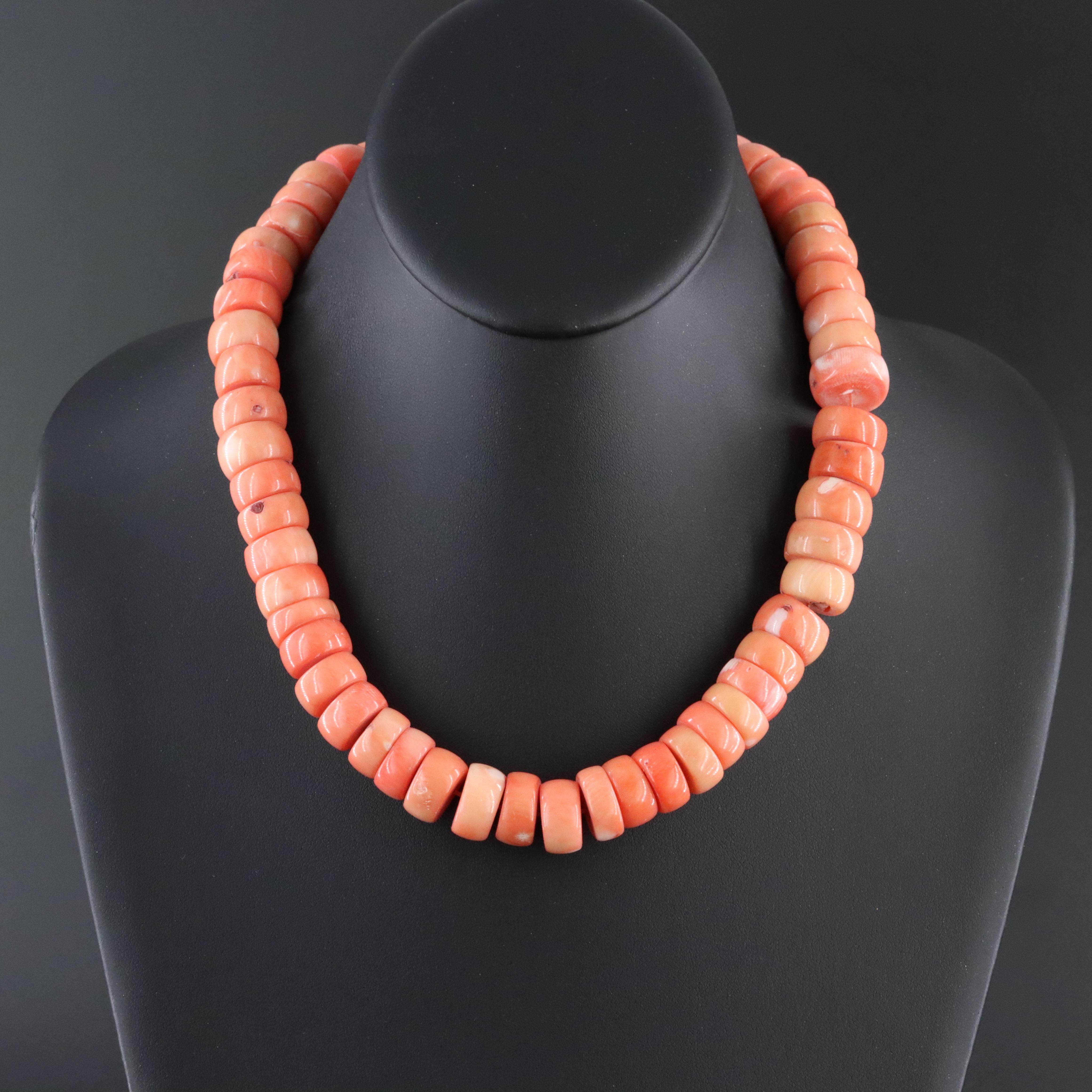 Coral Necklace with Sterling Clasp