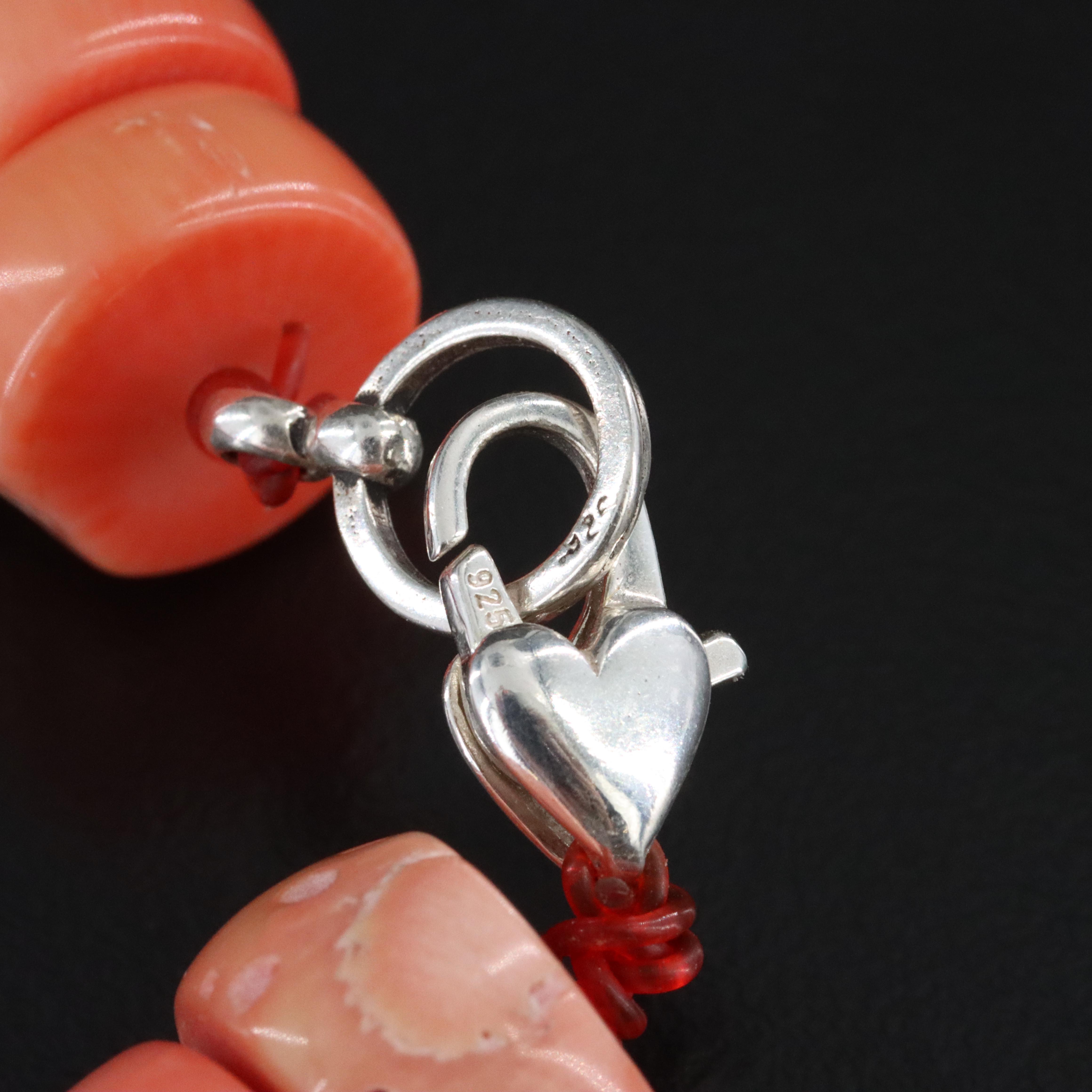 Coral Necklace with Sterling Clasp