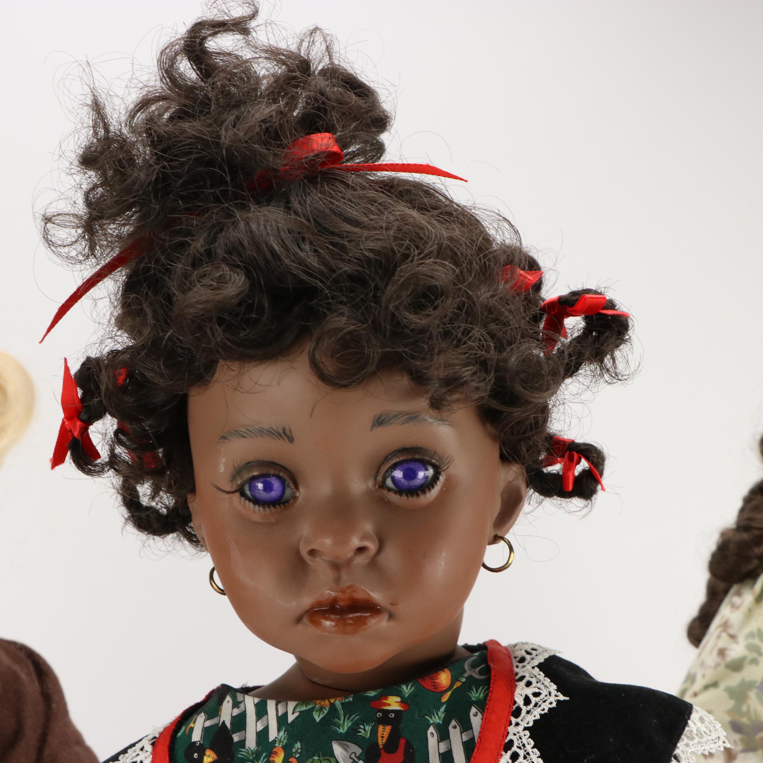 The Danbury Mint "Okolo" Porcelain Doll with More Vintage Dolls