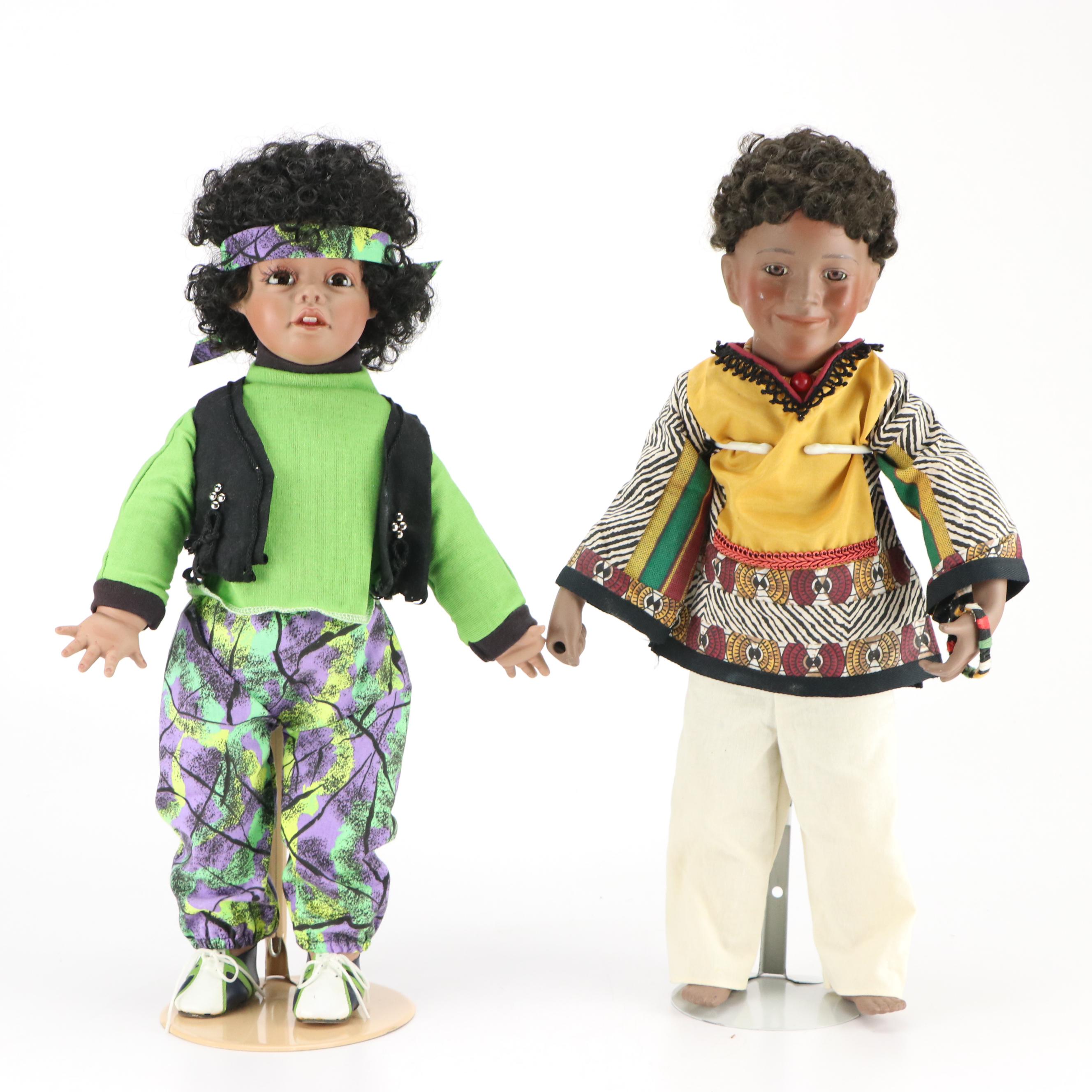 The Danbury Mint "Okolo" Porcelain Doll with More Vintage Dolls