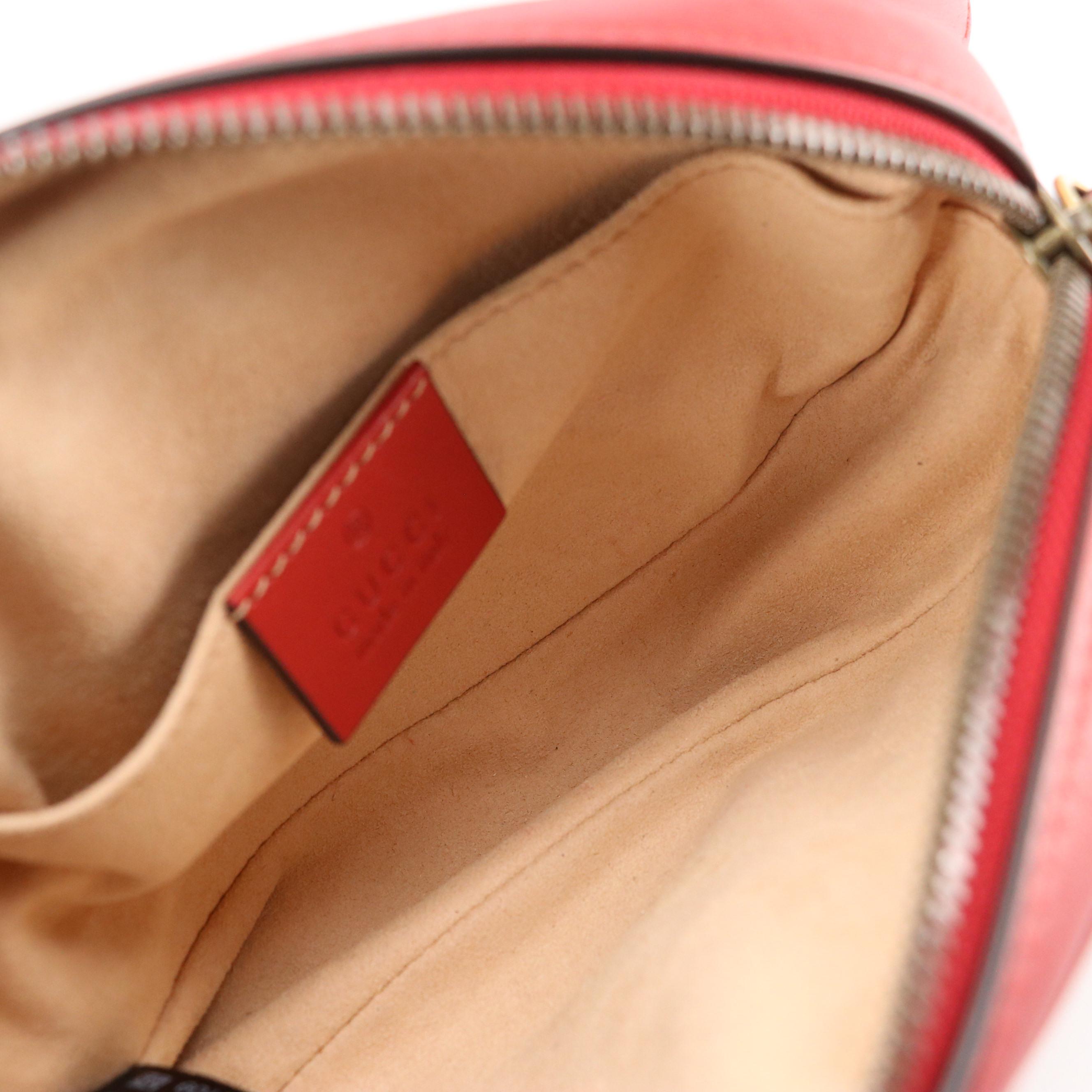 Gucci GG Marmont Belt Bag in Red Chevron Matelassé Leather